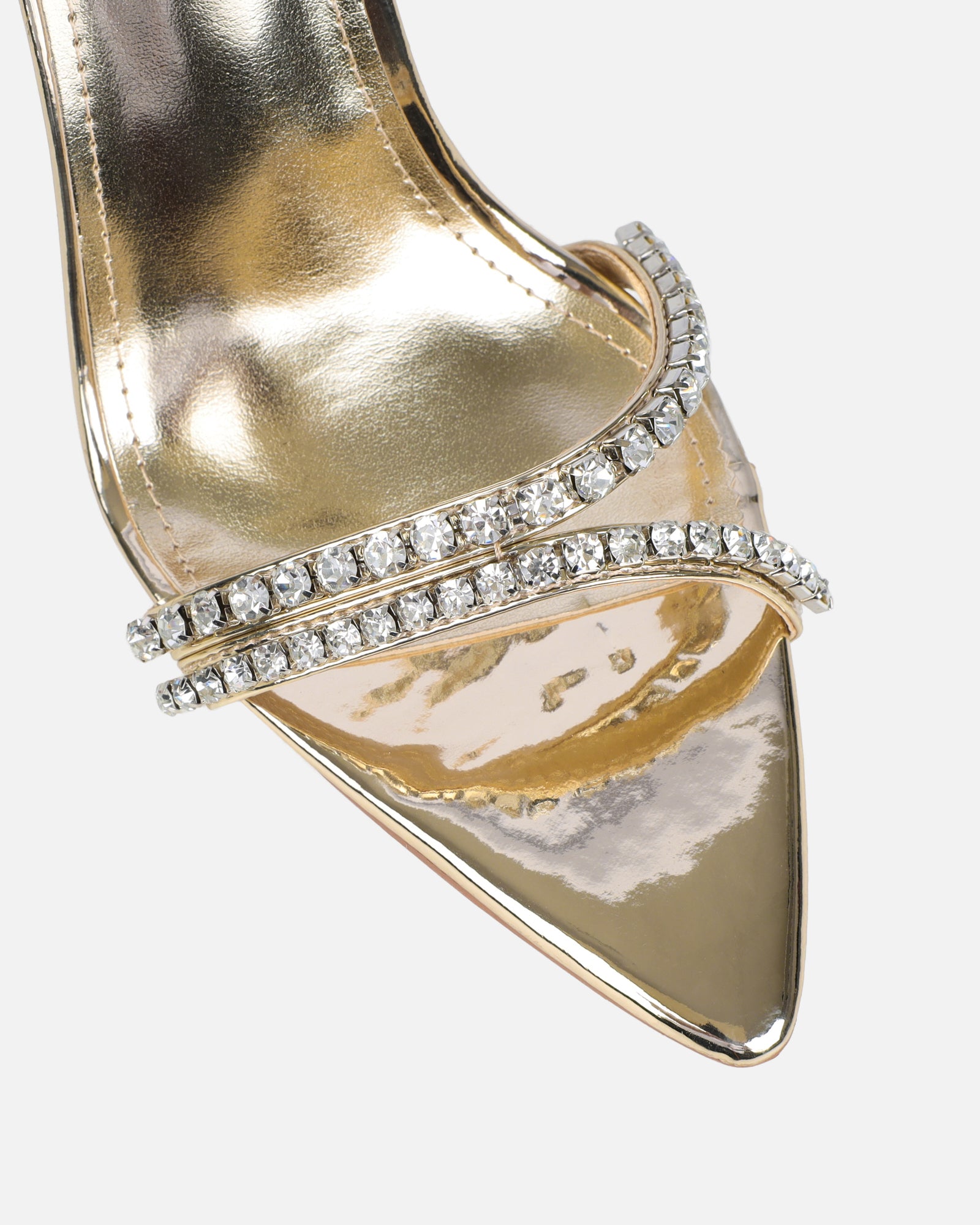 Brielle Gold Mirror Diamante Heeled Sandals| SIMMI London