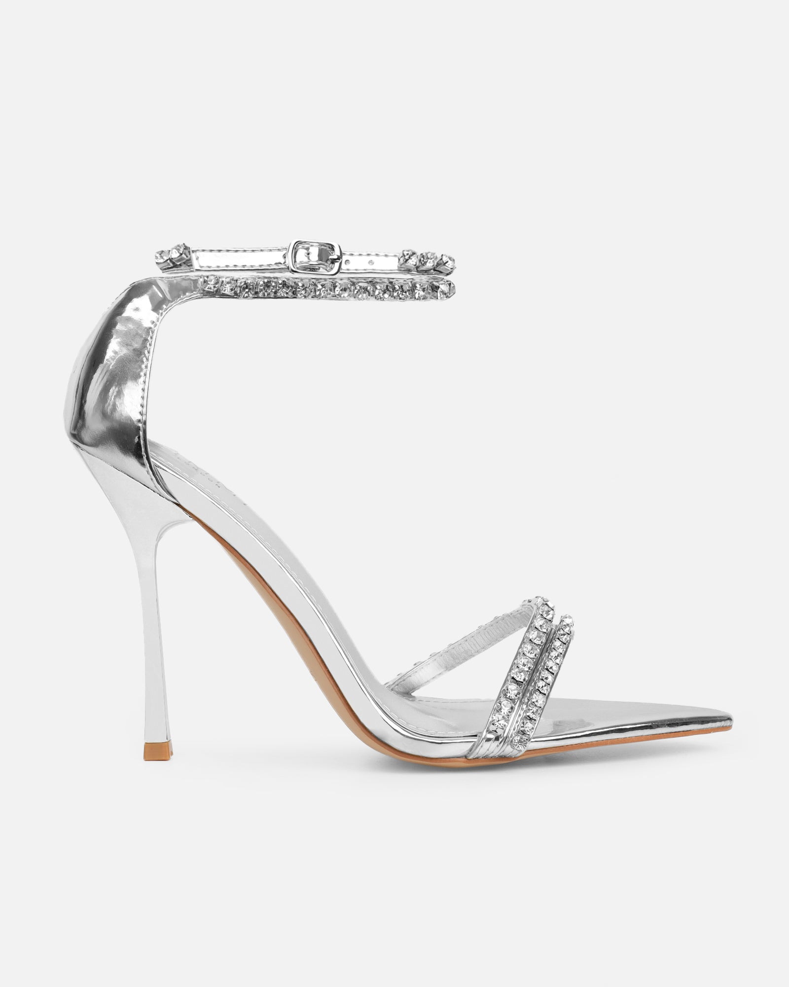 Brielle Silver Diamante Heeled Sandals | SIMMI London