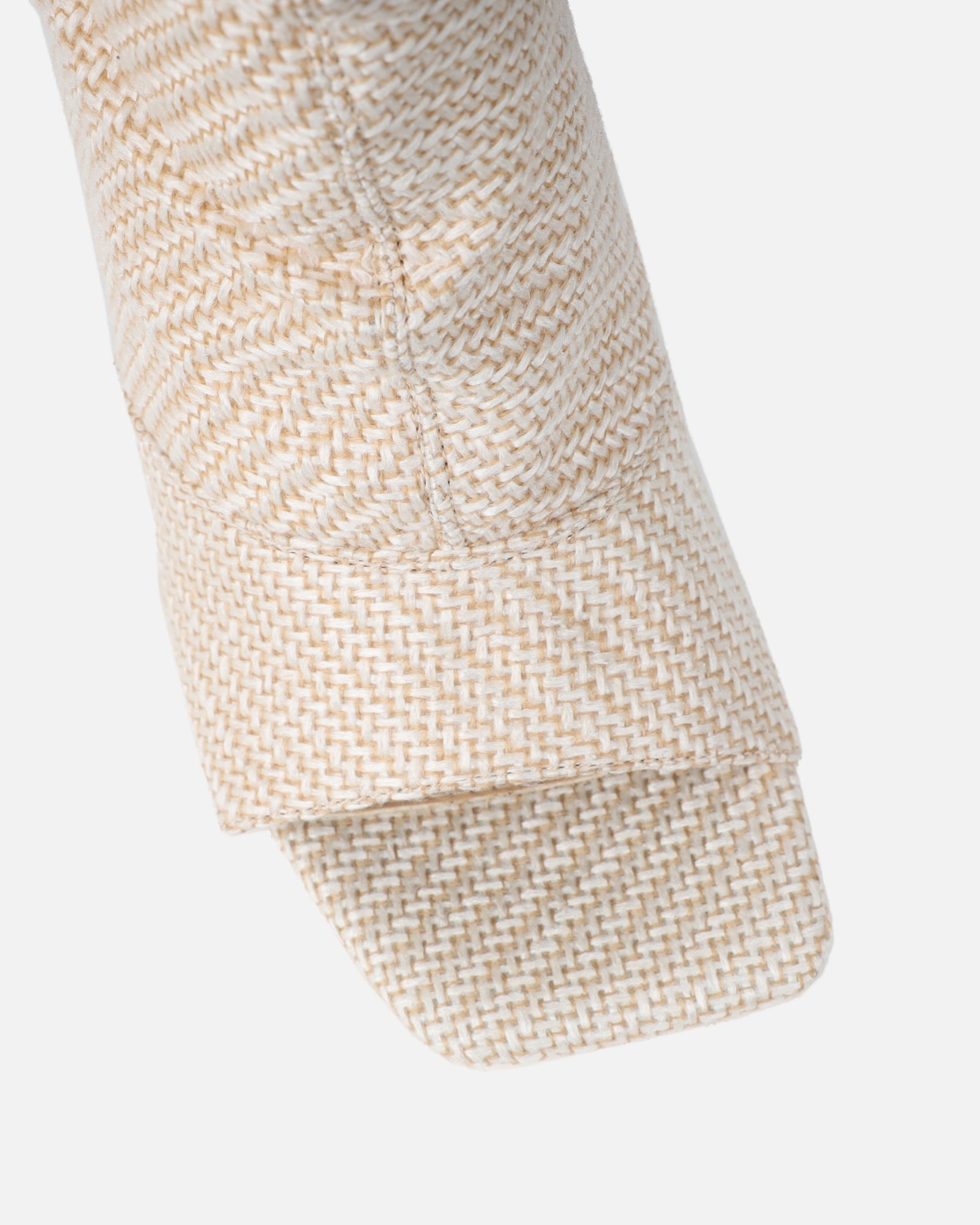 Dakira Beige Woven Over The Knee Open Toe Boots | SIMMI London