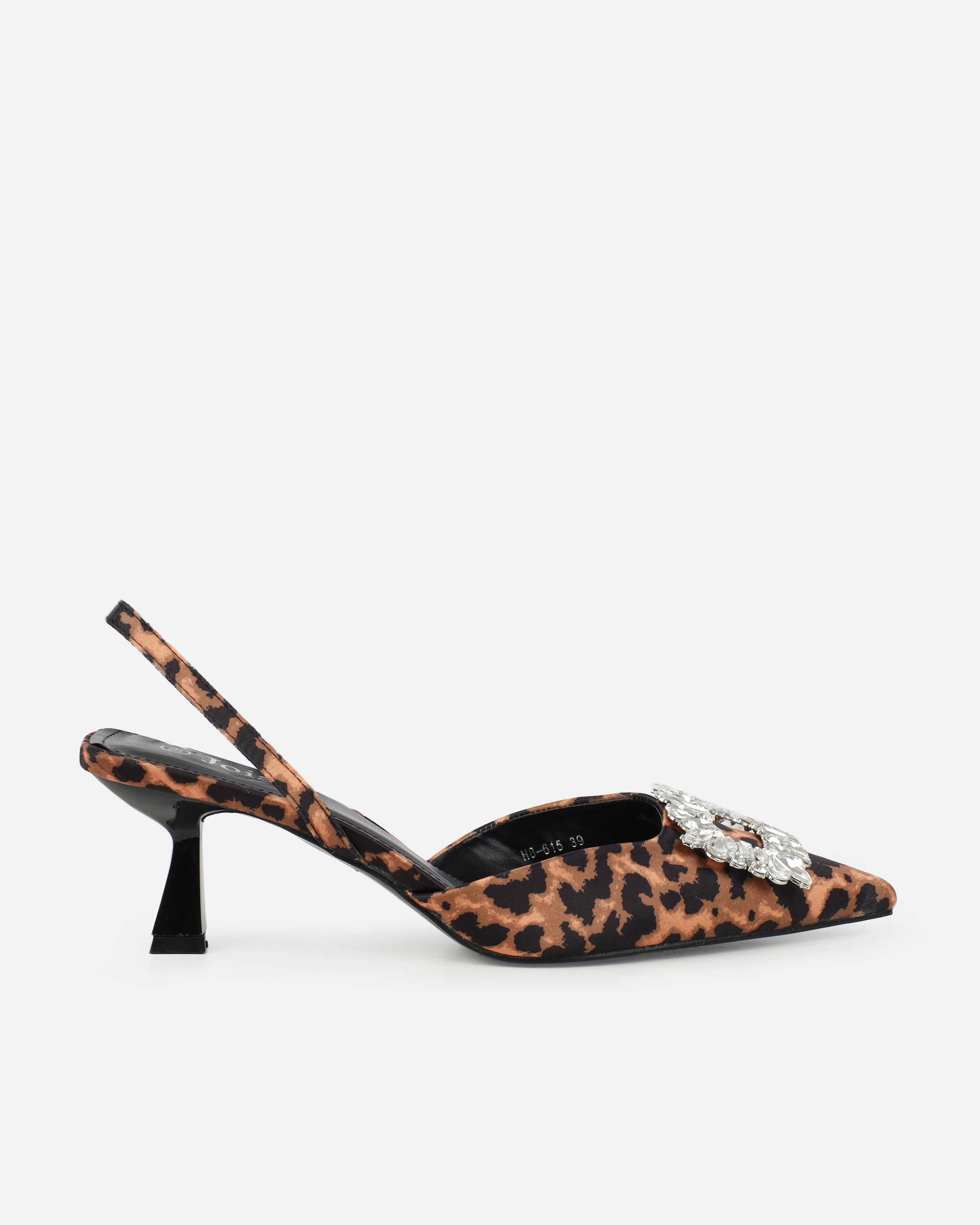 Dalary Faux Leopard Print Diamante Low Court Heeled Shoes | SIMMI London