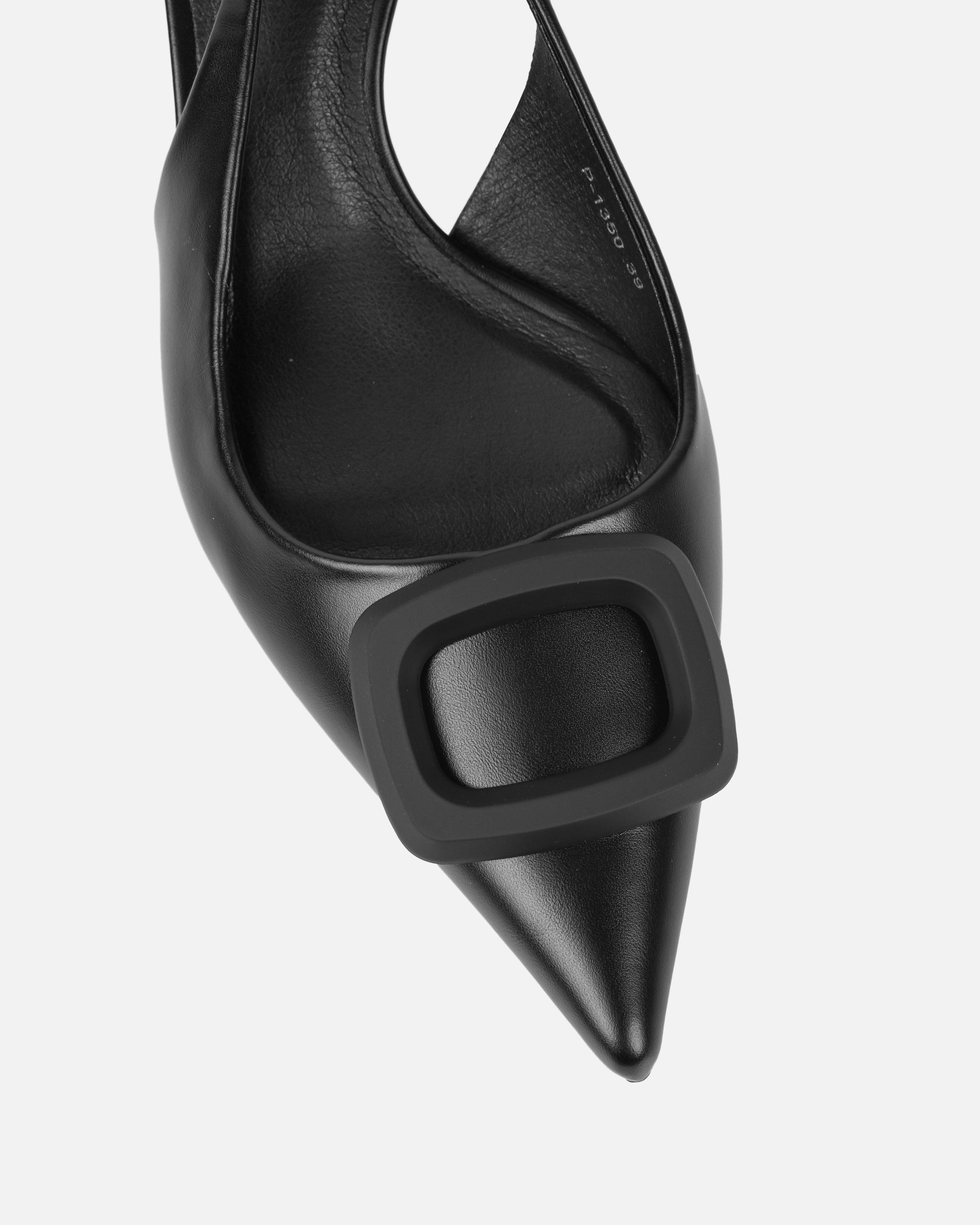 Odell Black Sling Back Mid Heel Courts | SIMMI London