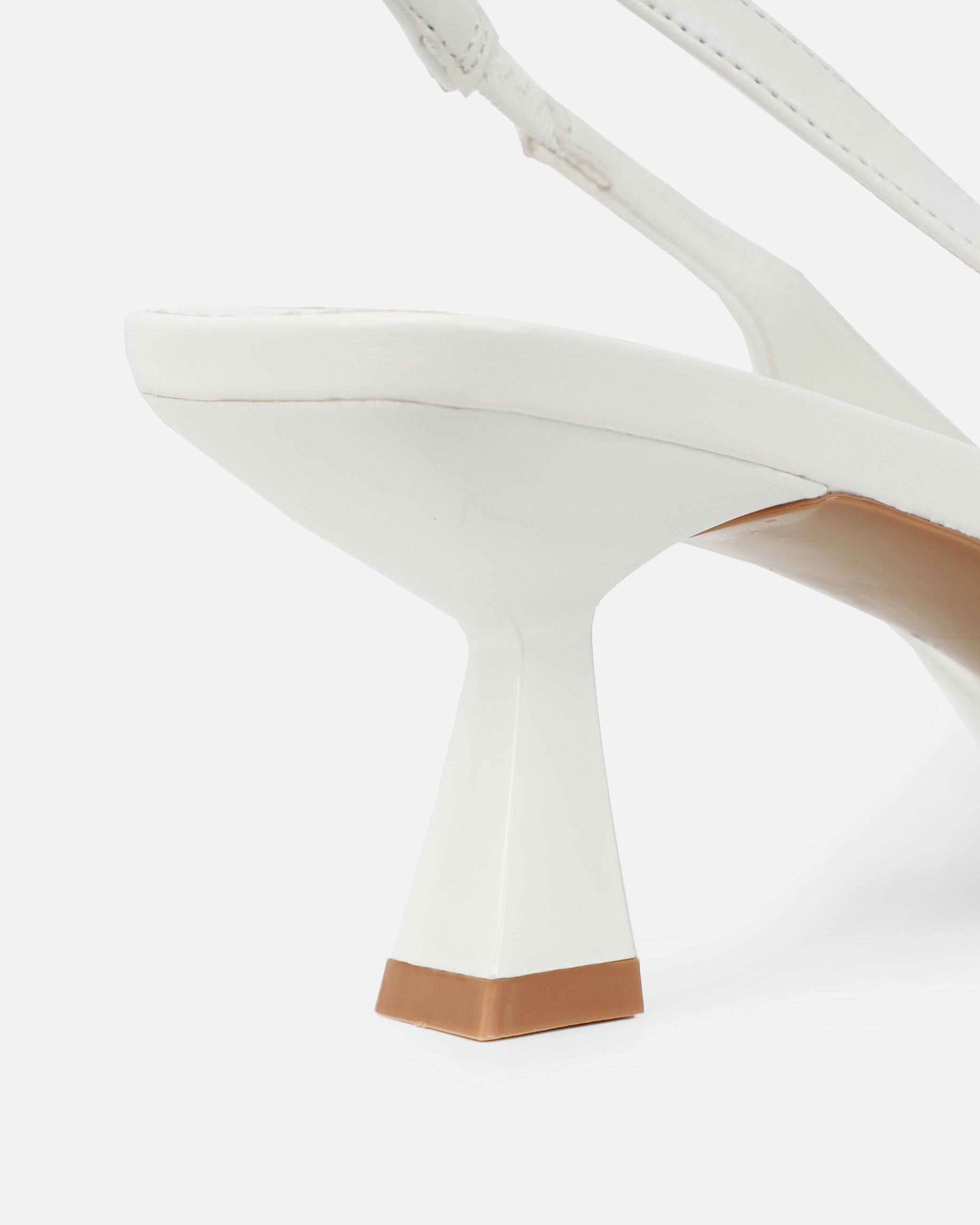 Ardenne White Diamante Low Court Heeled Shoes | SIMMI London