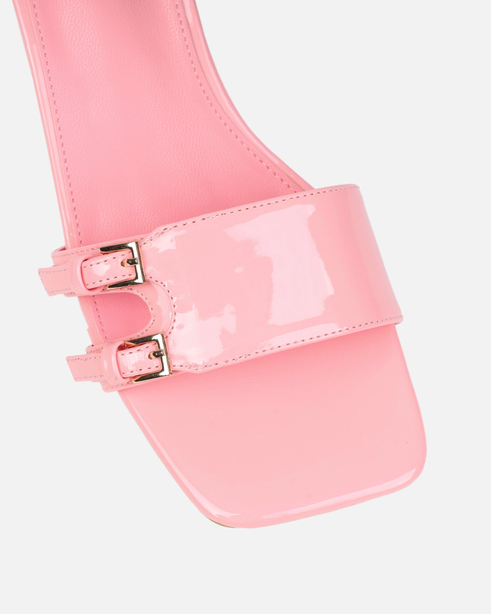 Dallyn pink patent mule heeled sandals | SIMMI London
