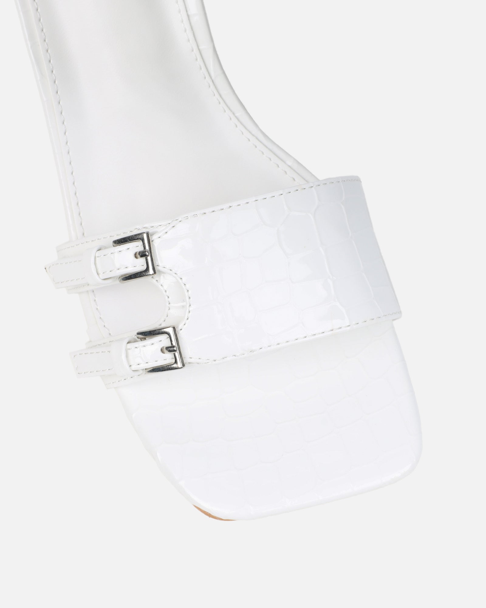 Dallyn white croc mule heeled sandals | SIMMI London