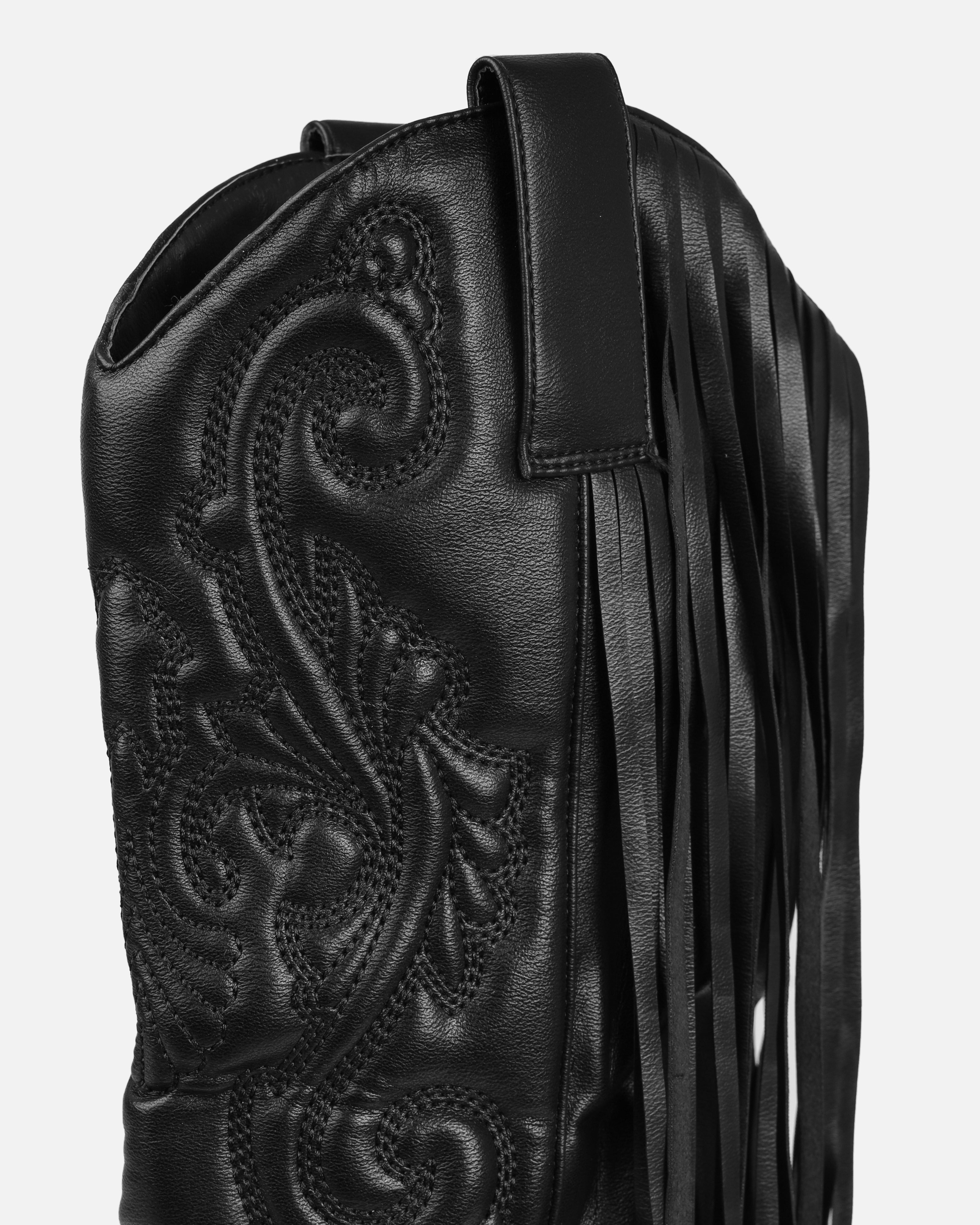 Tasha Ghouri Andrew Black Tassle Calf Western Boots | SIMMI London