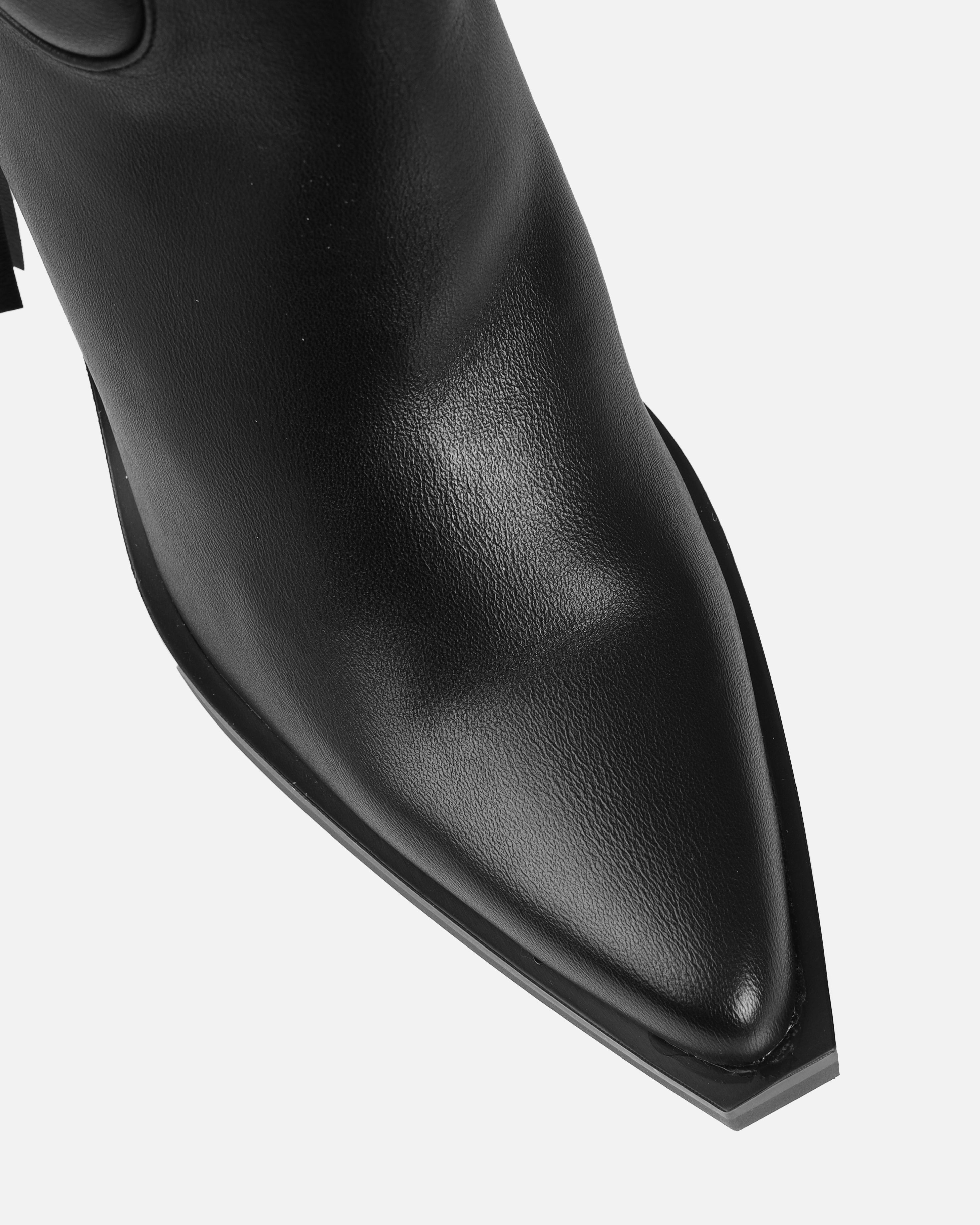 Tasha Ghouri Andrew Black Tassle Calf Western Boots | SIMMI London