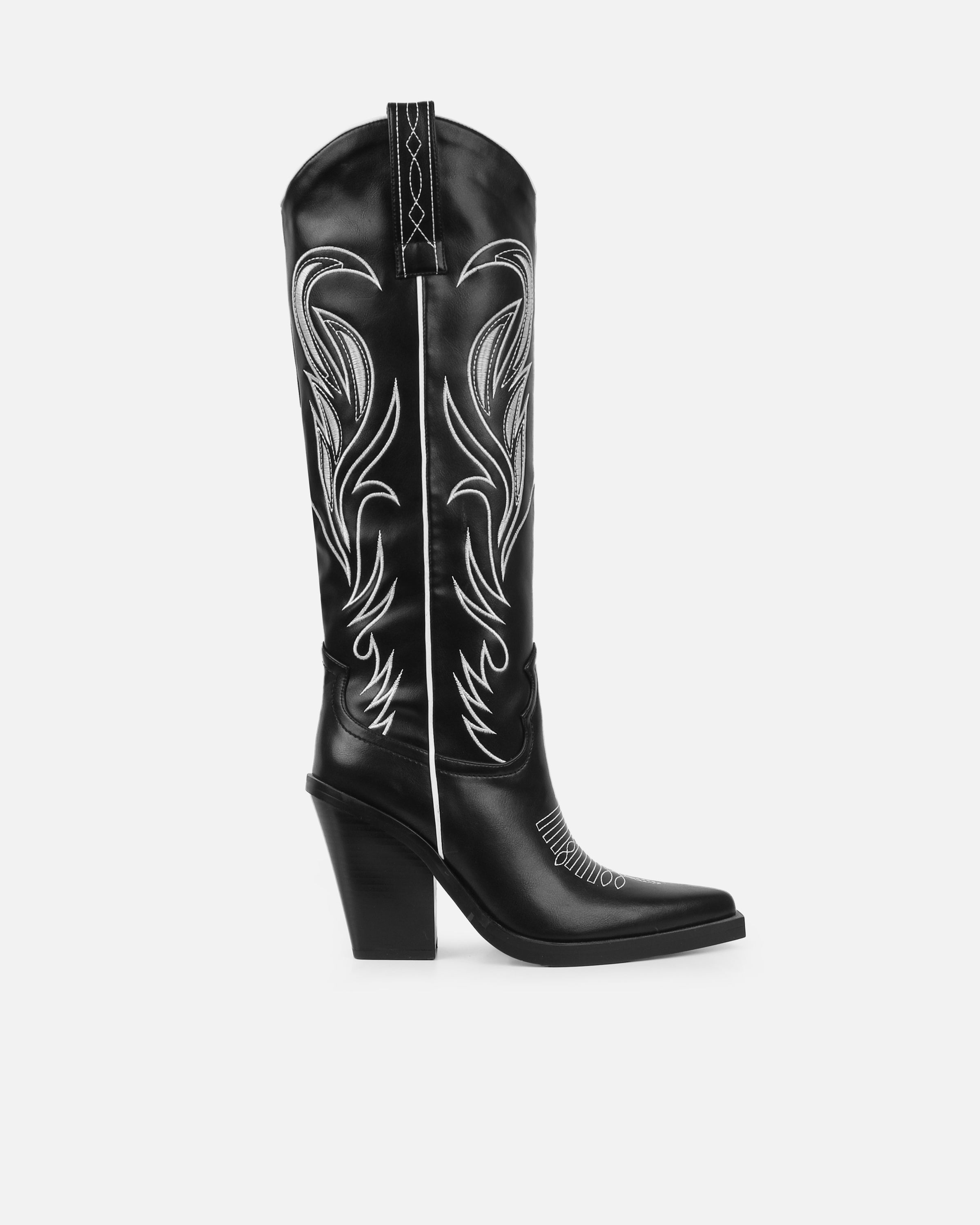 Eagon Black Knee High Western Boots | SIMMI London