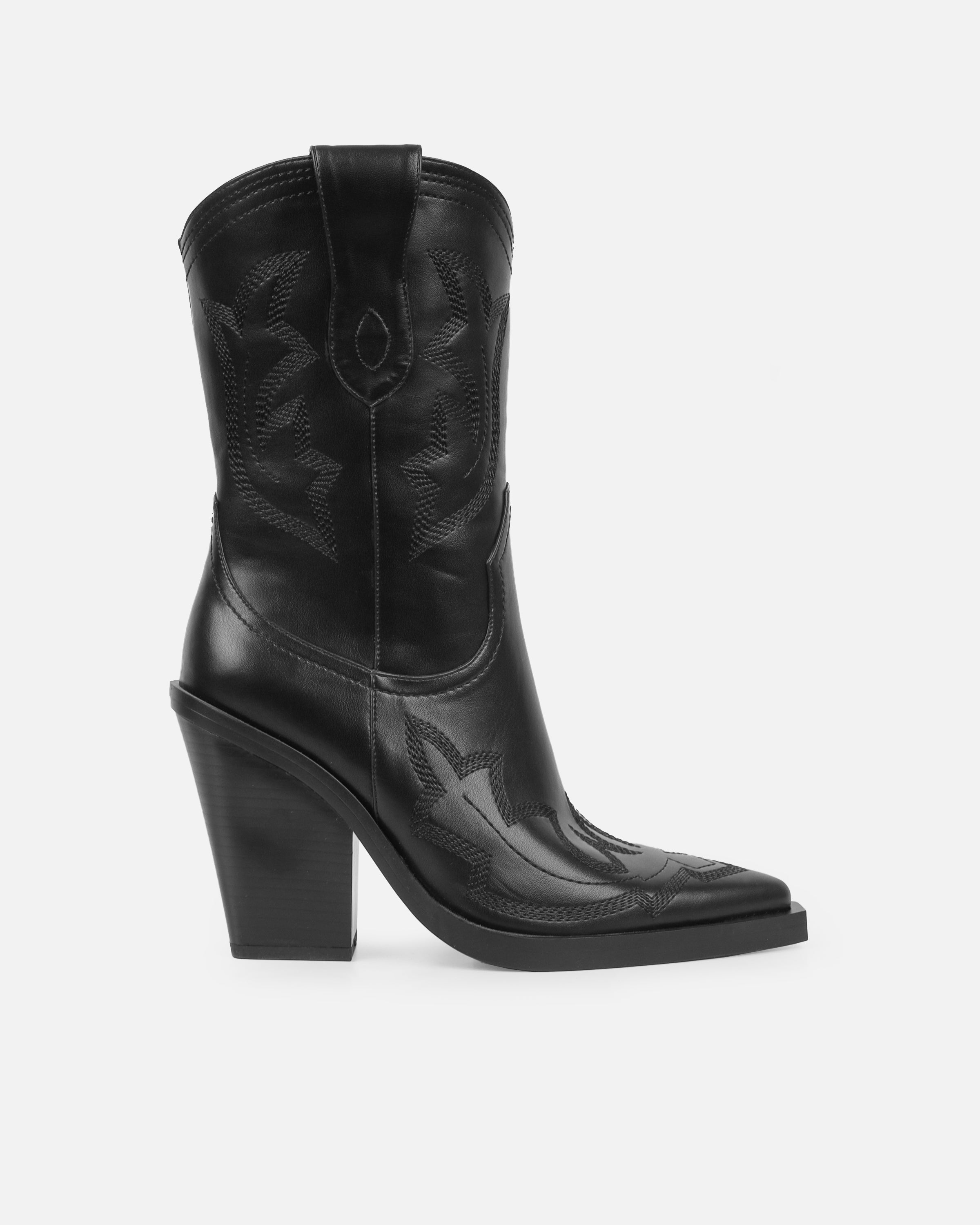Everest Black Calf Western Boots | SIMMI London