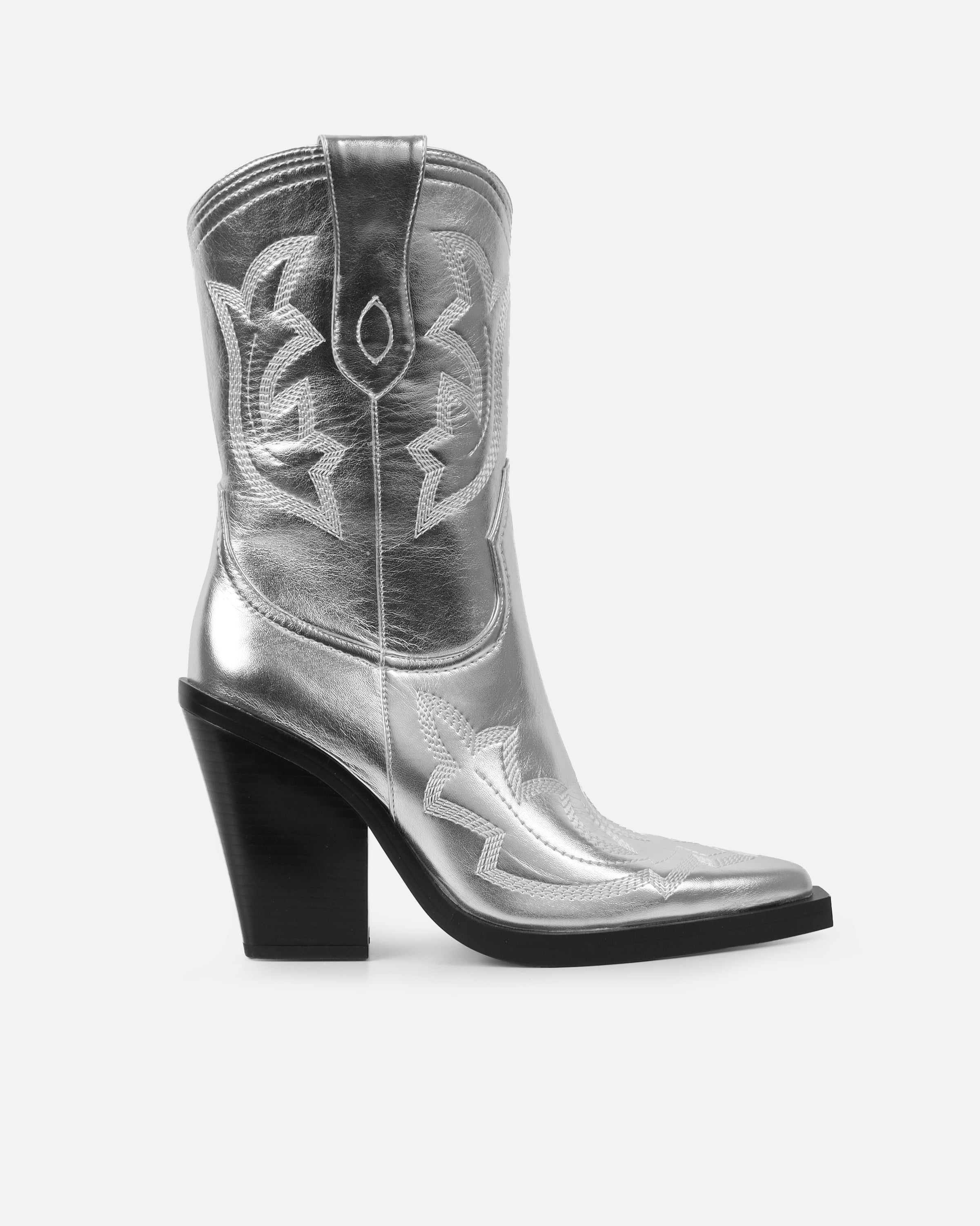 Everest Silver Metallic Western Boots | SIMMI London