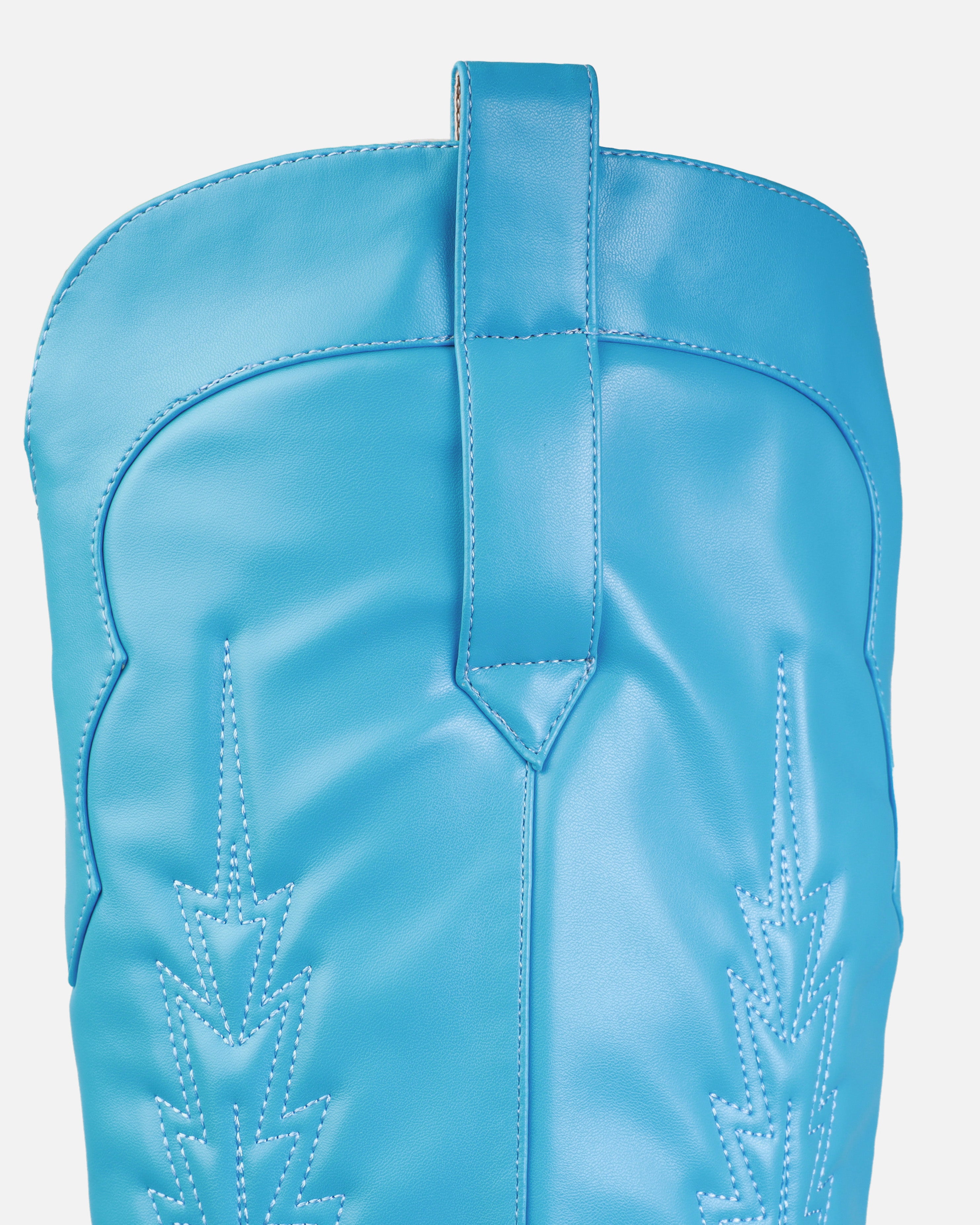 Tasha Ghouri Garcia Blue Over The Knee Western Boots | SIMMI London