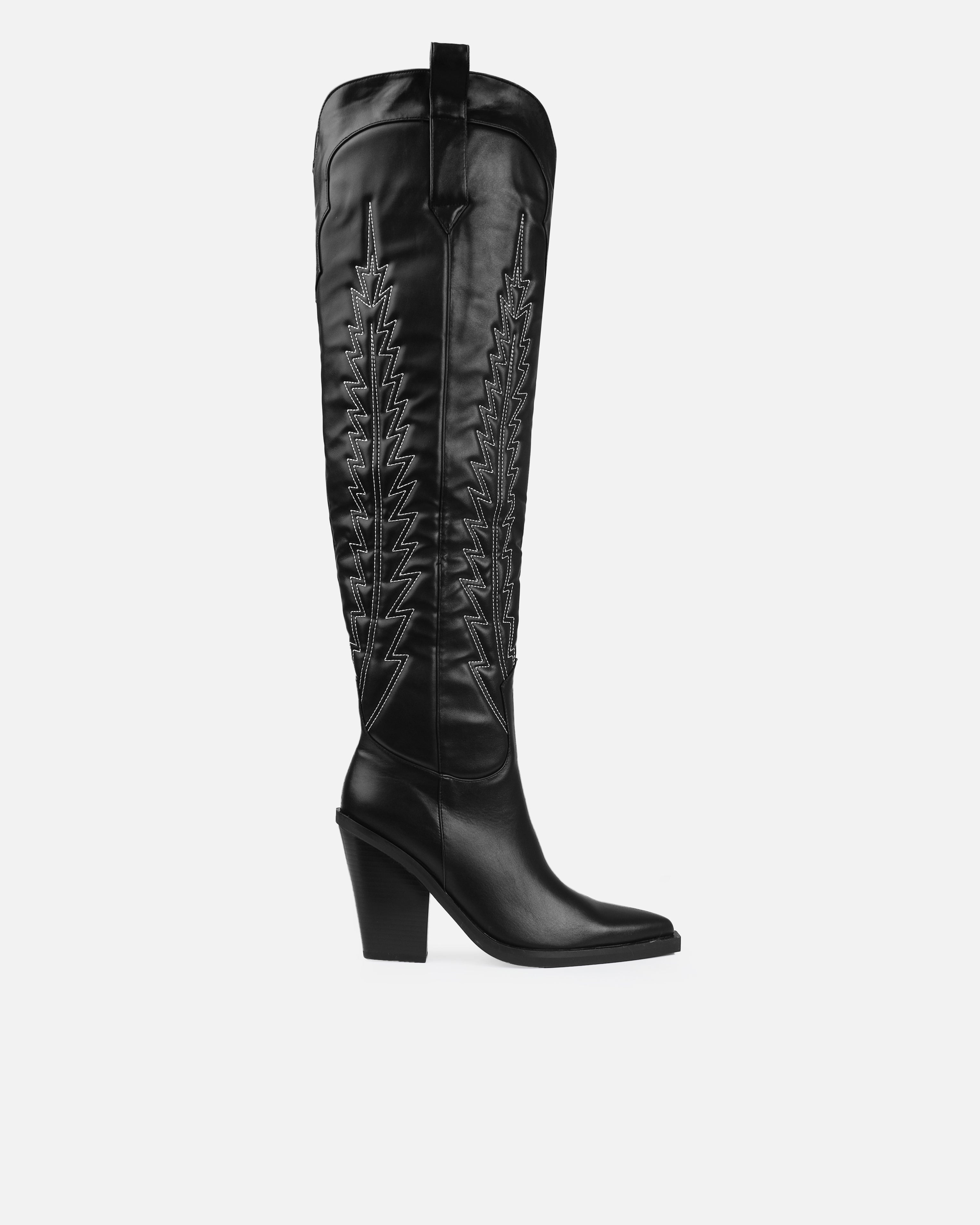 Tasha Ghouri Garcia Black Over The Knee Western Boots | SIMMI London