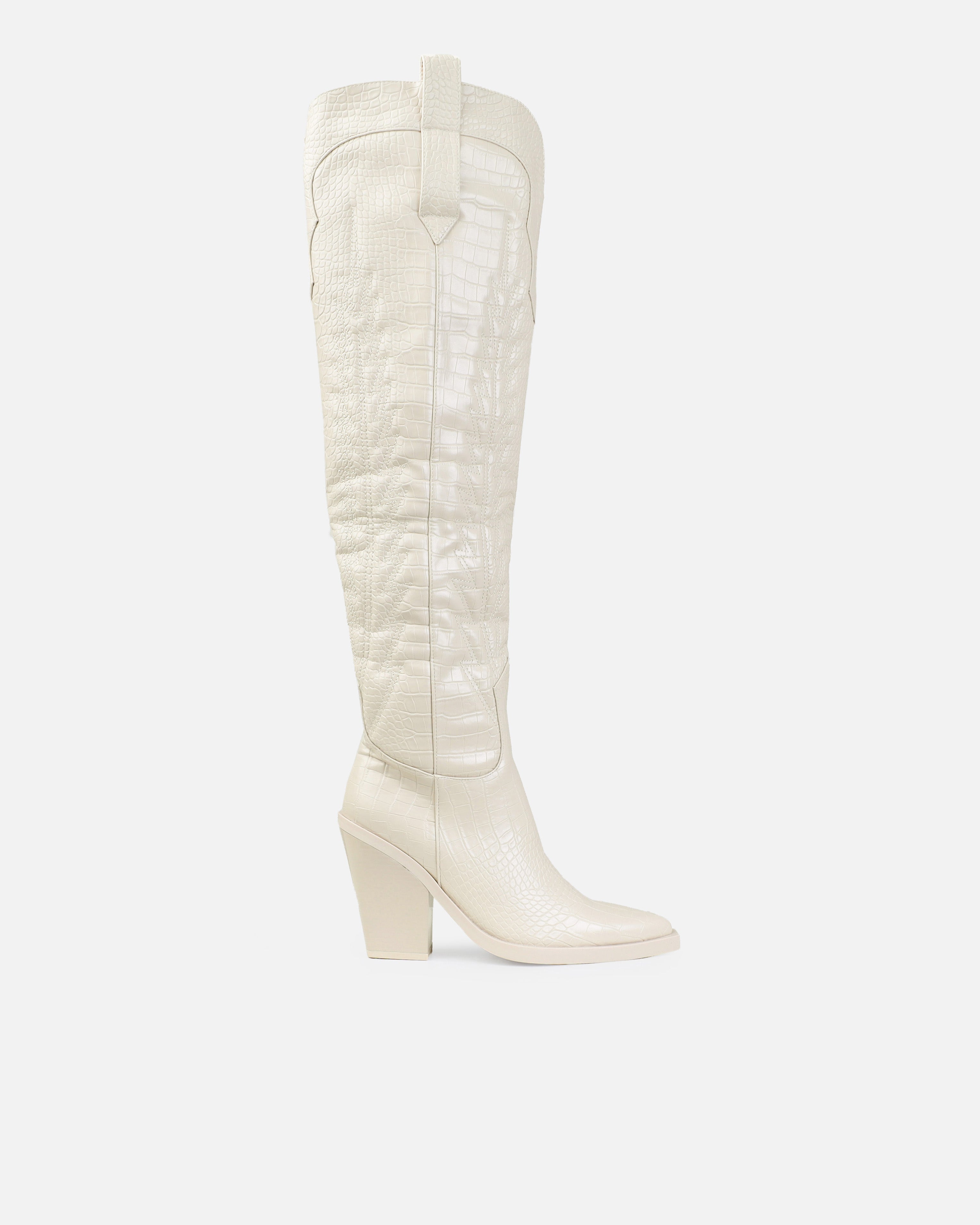 Tasha Ghouri Garcia Stone Over The Knee Western Boots | SIMMI London