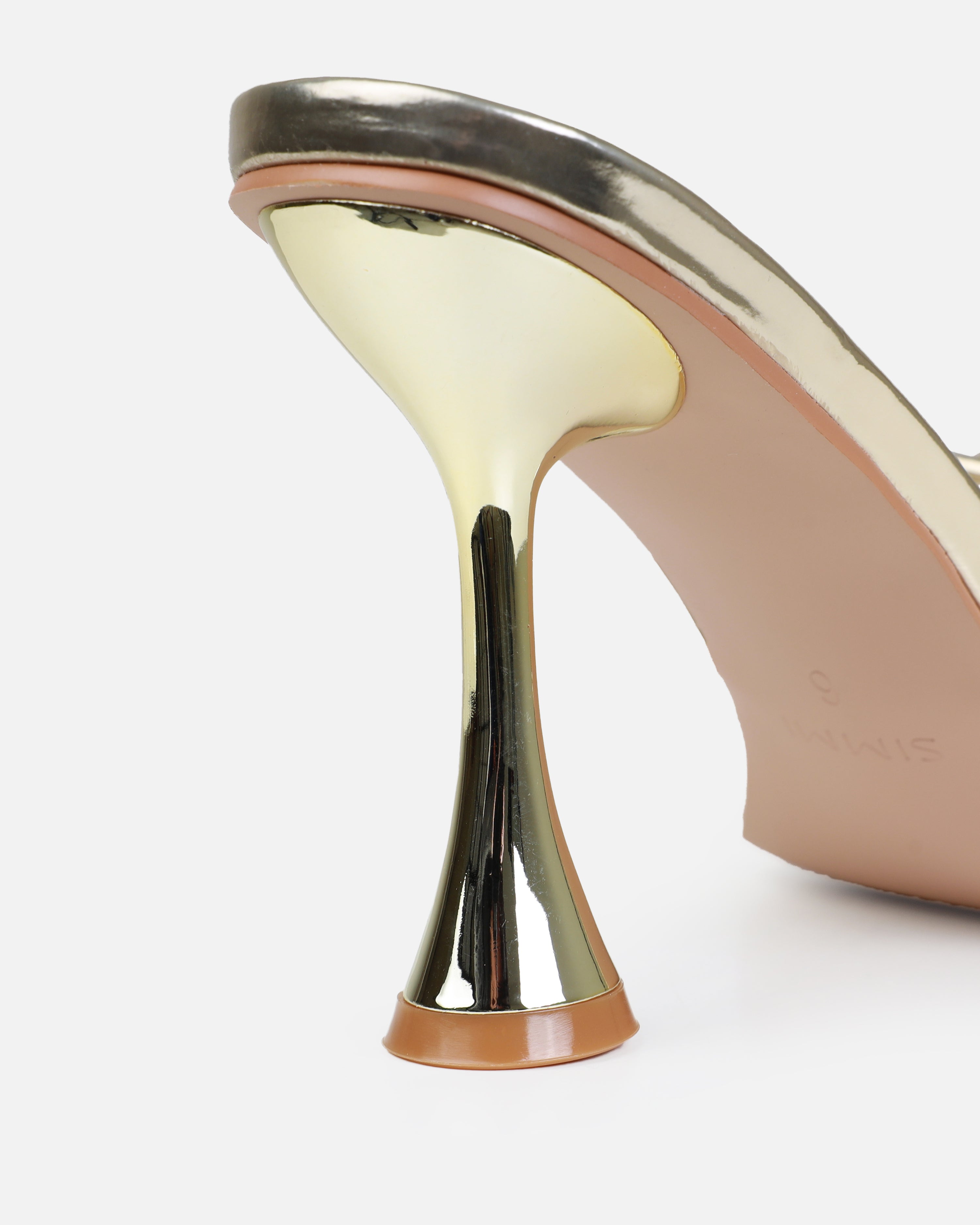 Damarai Gold Mid Heel Toe Thong Mules | SIMMI London