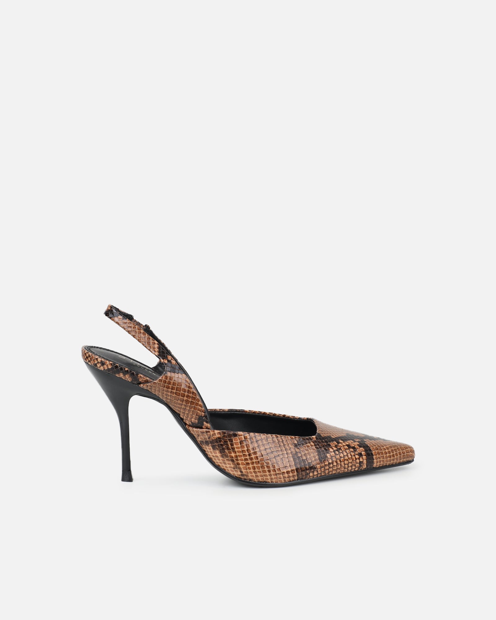 Darcia beige snake effect sling back court shoes | SIMMI London