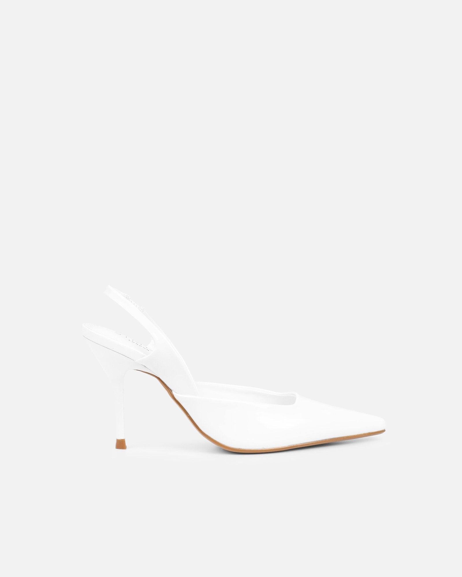 Darcia White Box Sling Back Court Shoes | SIMMI London