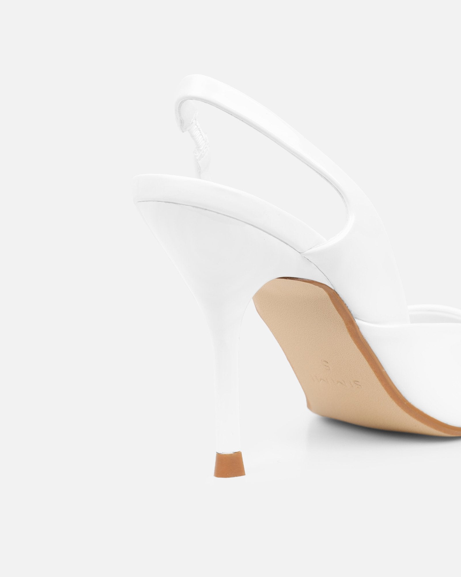 Darcia White Box Sling Back Court Shoes | SIMMI London