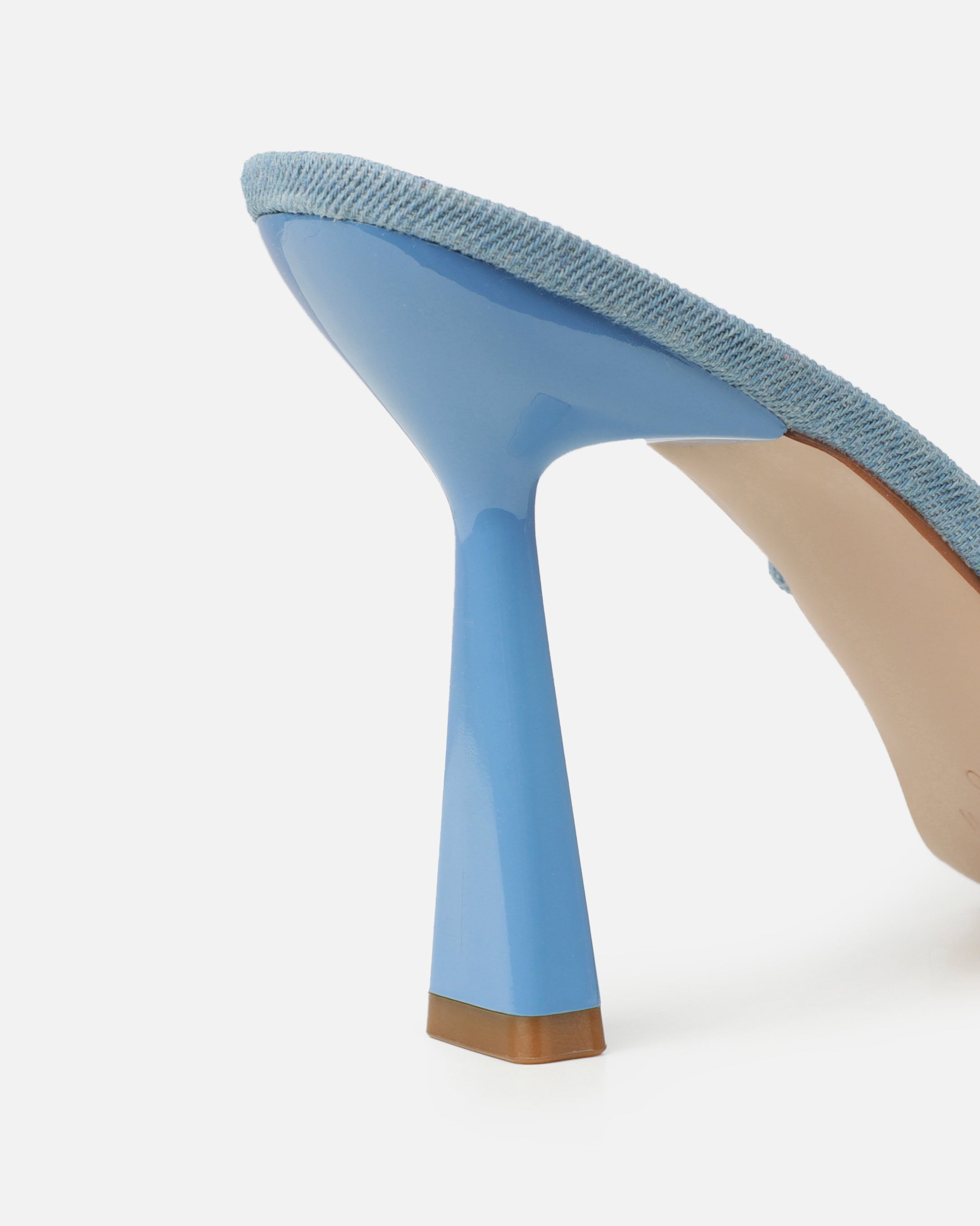 Davina Blue Denim Diamante Bow Lace Up Court Shoes | SIMMI London