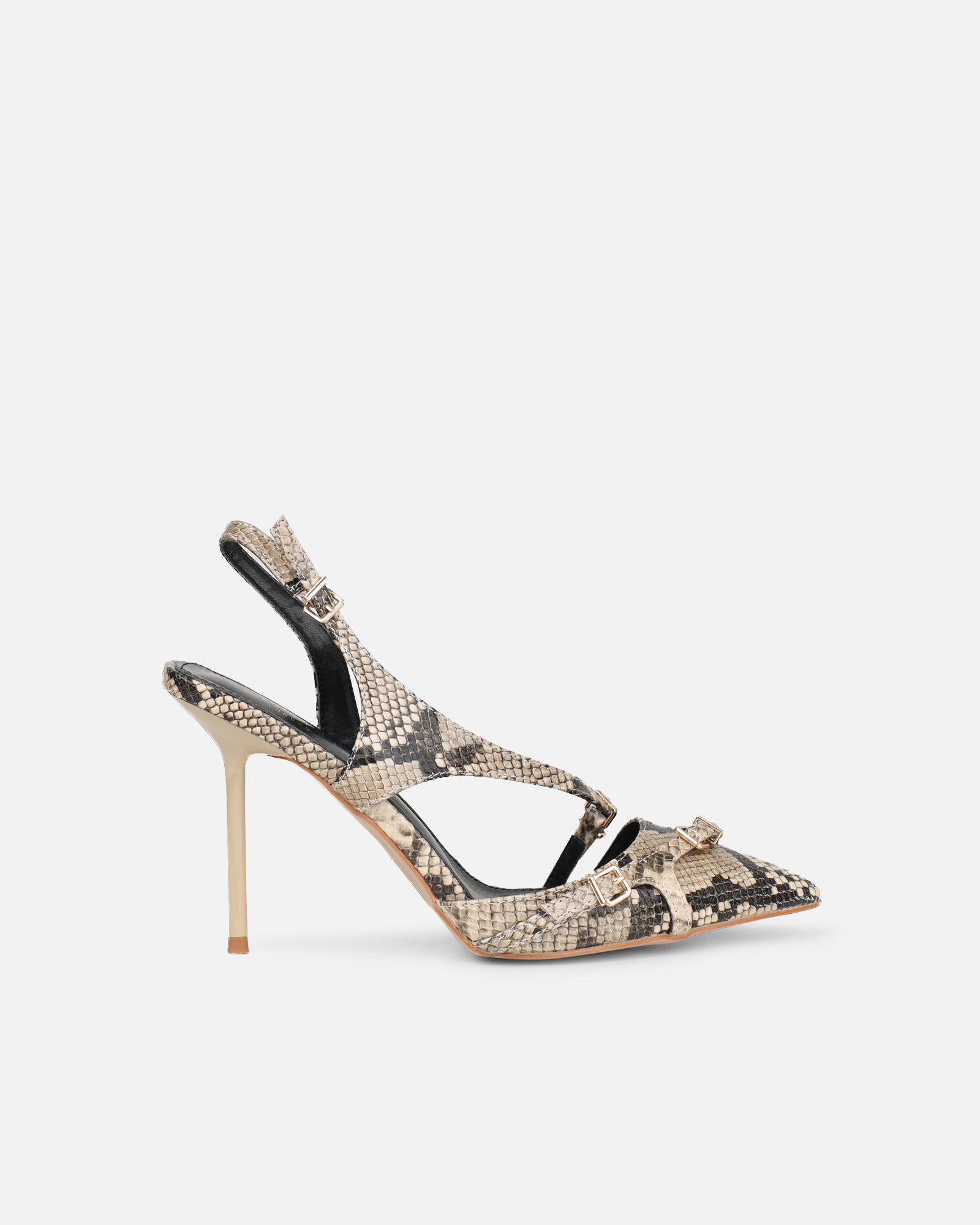 Vale beige snake harness detail court shoes | SIMMI London
