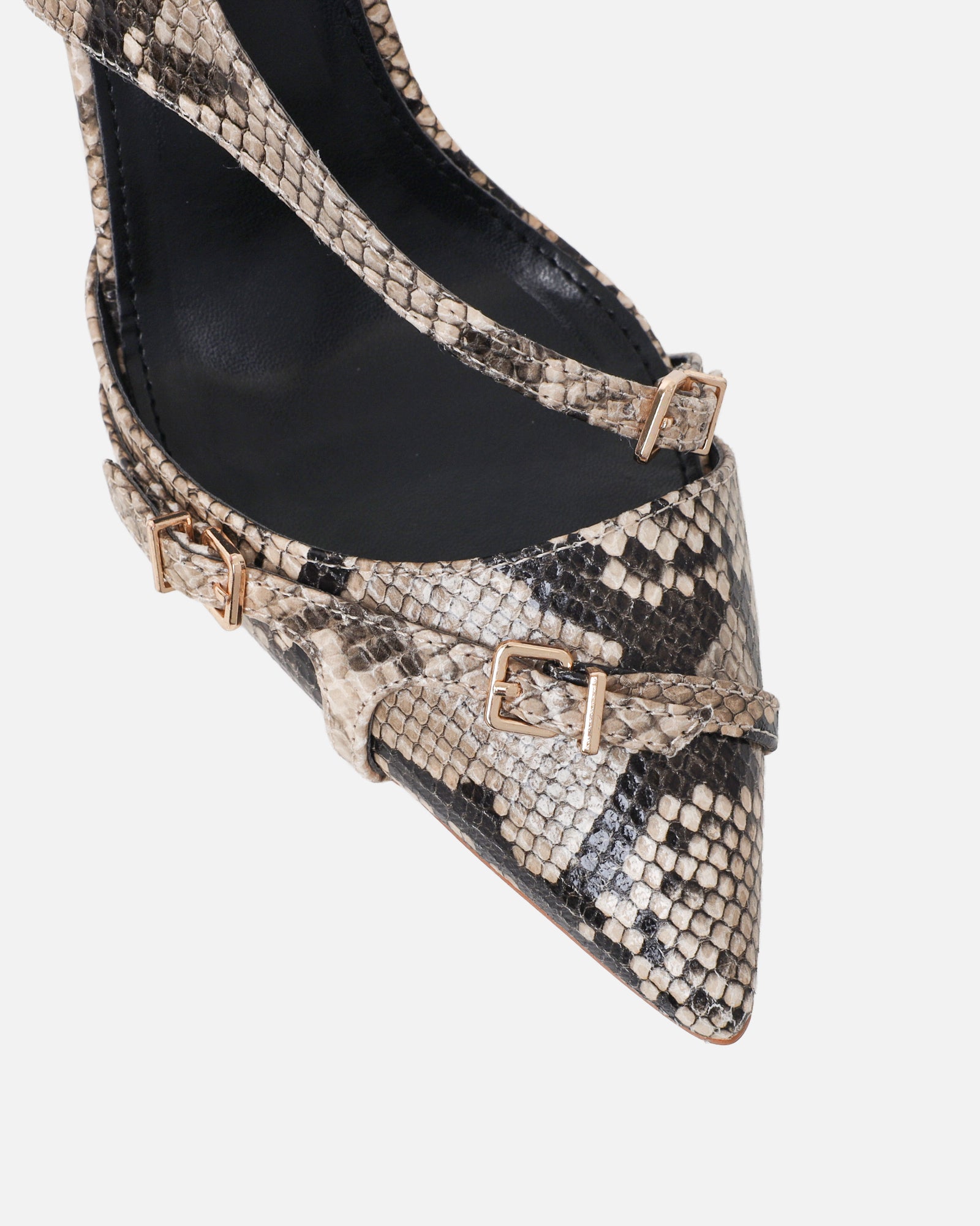 Vale beige snake harness detail court shoes | SIMMI London