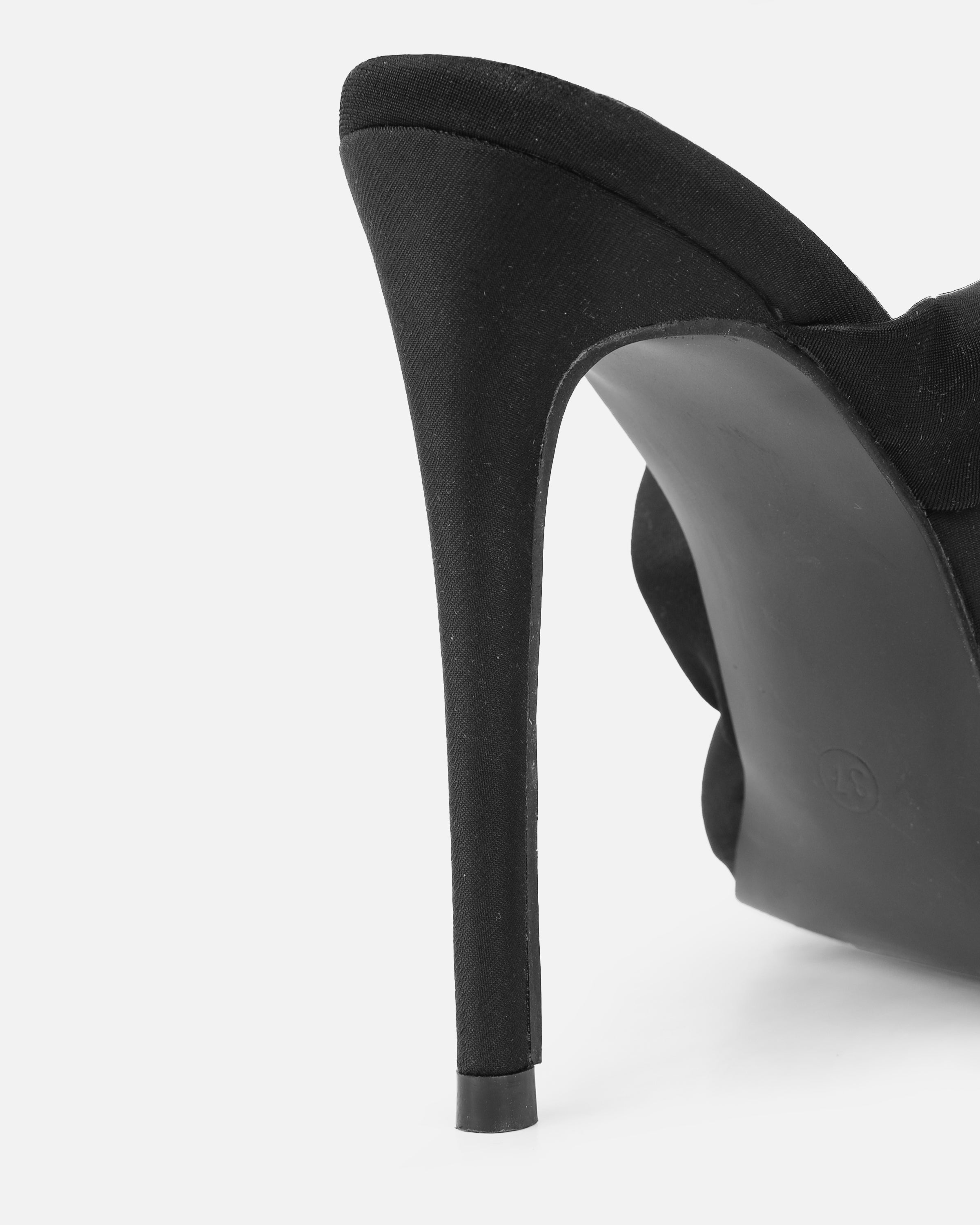 Dio Black Lycra Pointed Toe Heeled Sandals | SIMMI London