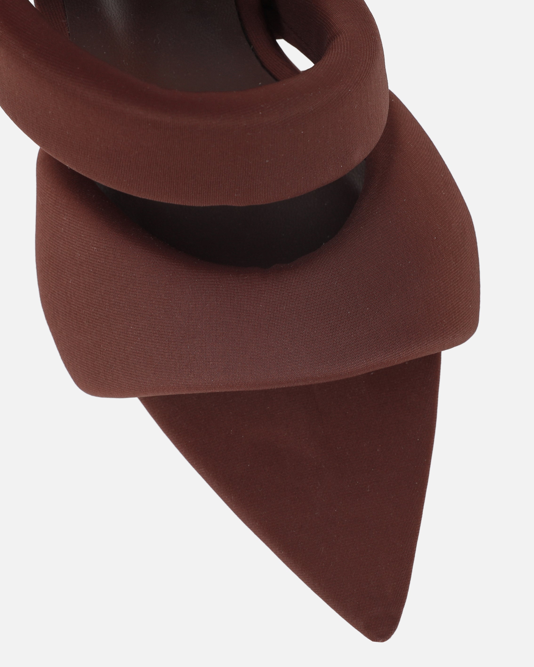 Dio chocolate lycra pointed toe heeled sandals | SIMMI London