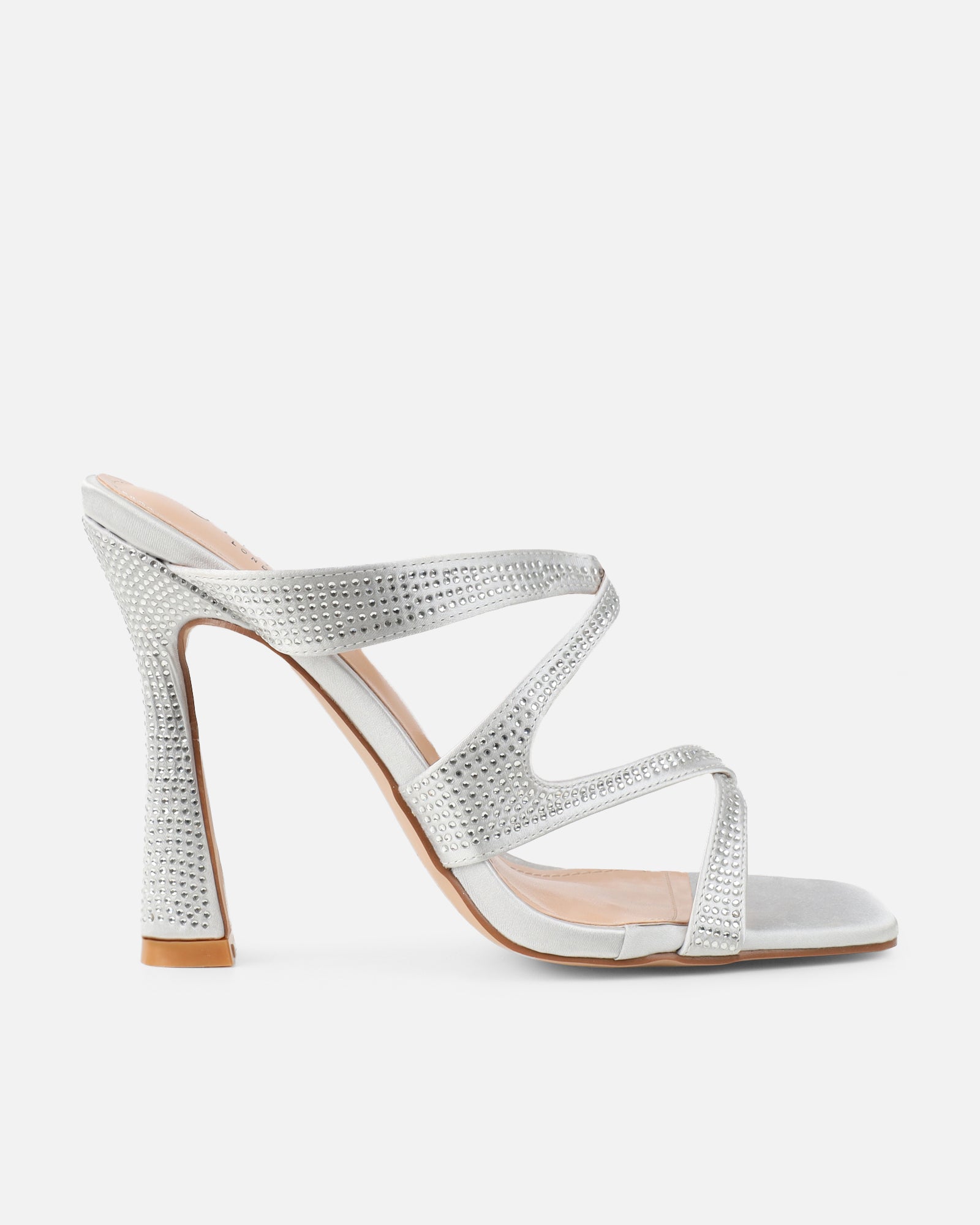 Pinky Silver Diamante Detail Heeled Sandals | SIMMI London