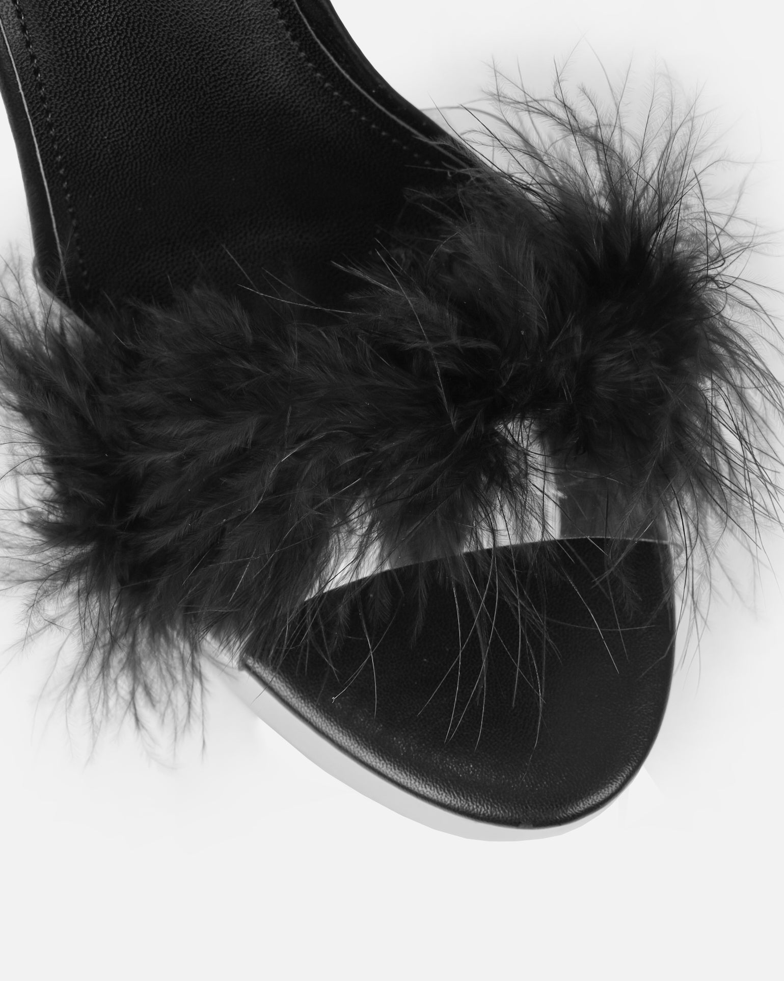 Diva Black Clear Platform Fluffy Heeled Sandals | SIMMI London