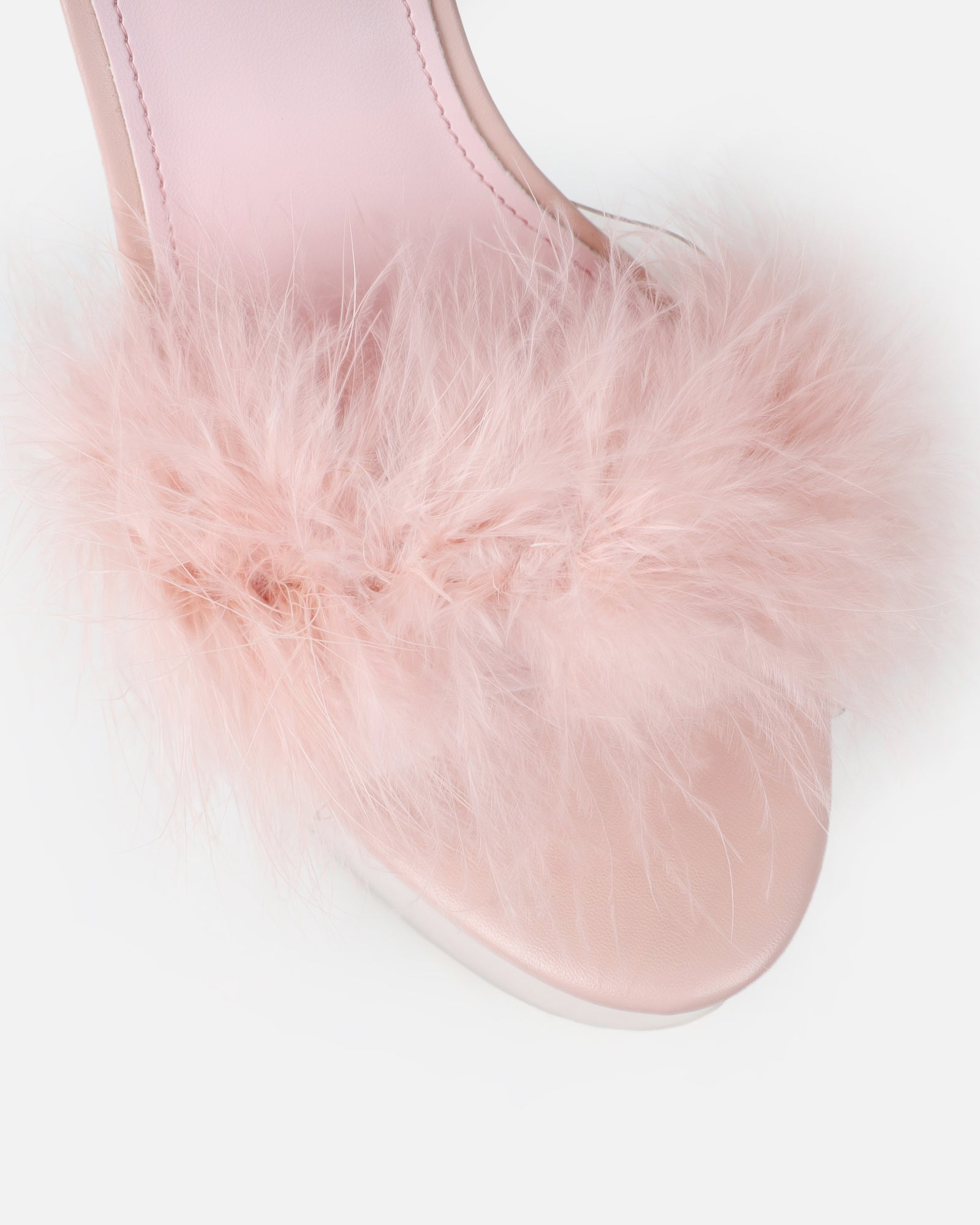 Diva Pink Clear Platform Fluffy Heeled Sandals | SIMMI London