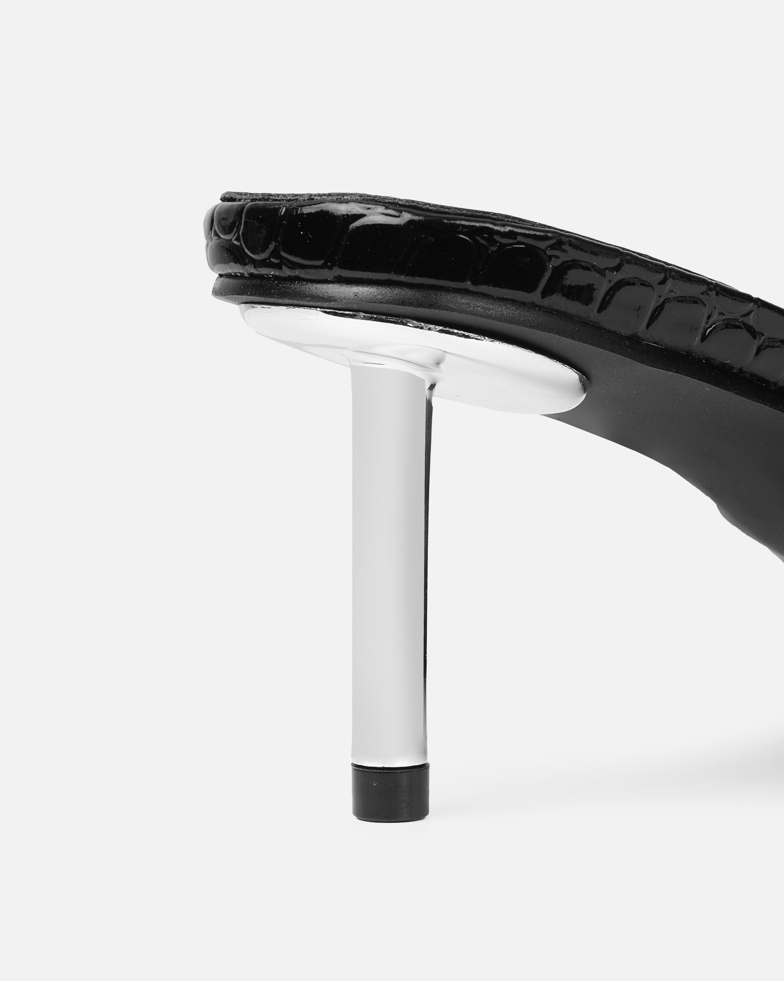 Dotty Black Croc Effect Low Heeled Mules | SIMMI London