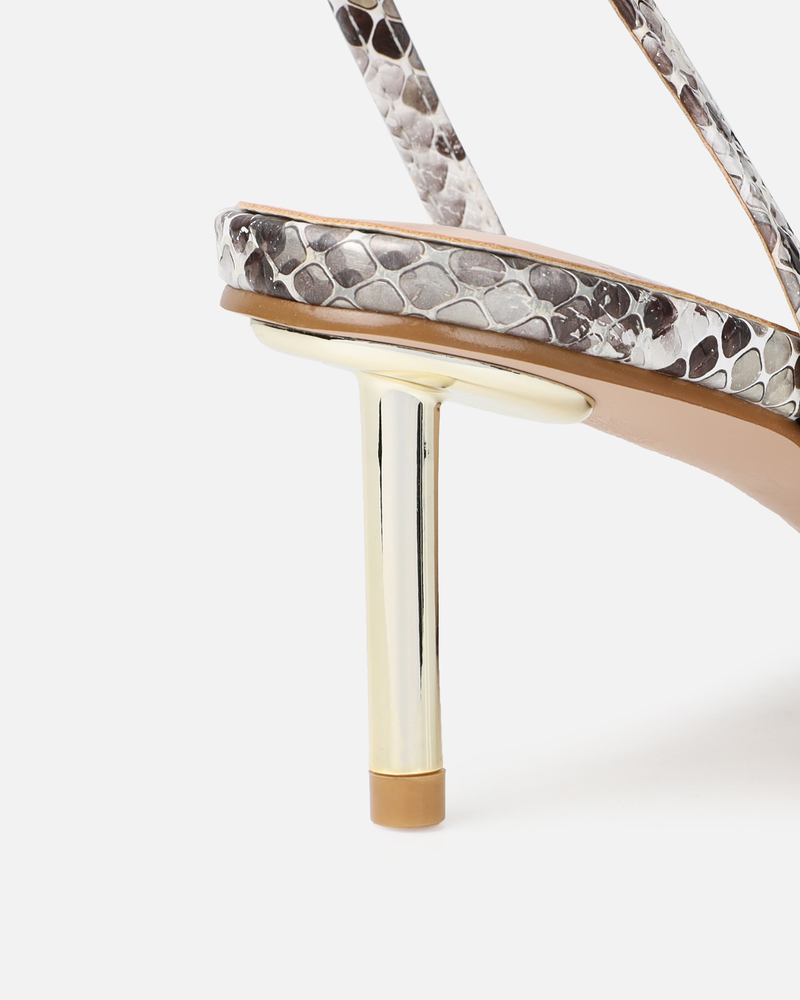 Devon Beige Snake Low Heeled Sandals | SIMMI London