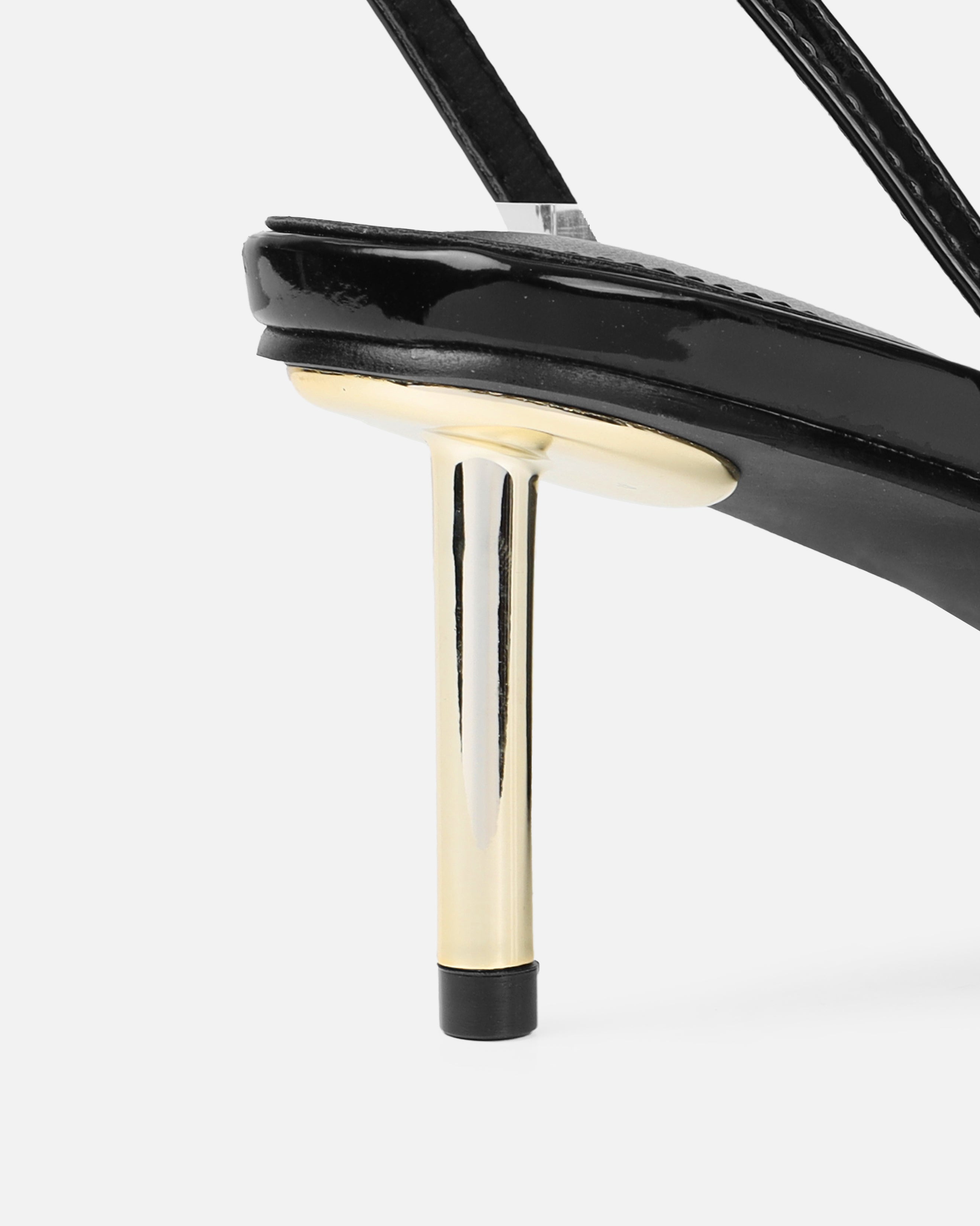 Devon Black Patent Low Heeled Sandals | SIMMI London