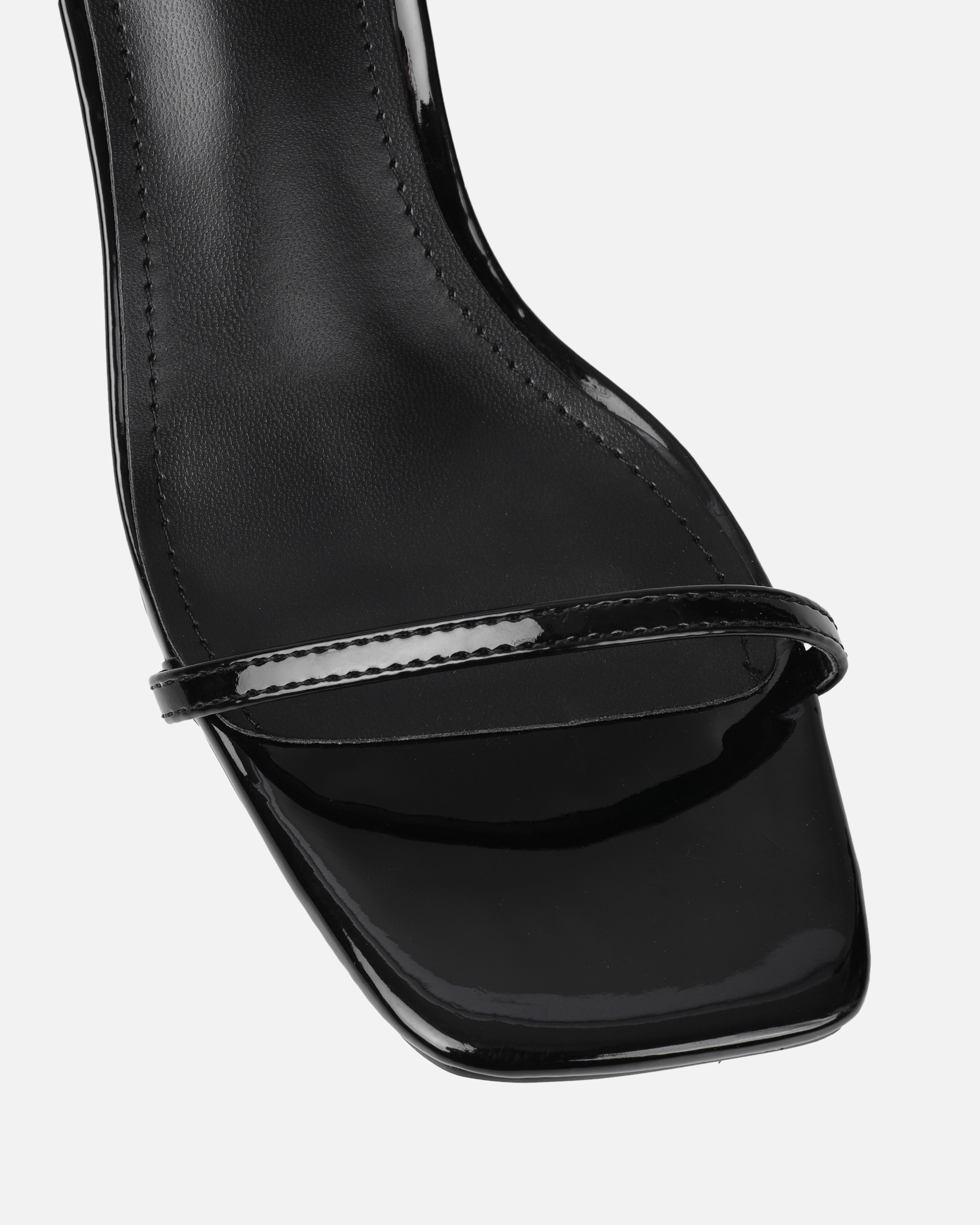 Devon Black Patent Low Heeled Sandals | SIMMI London