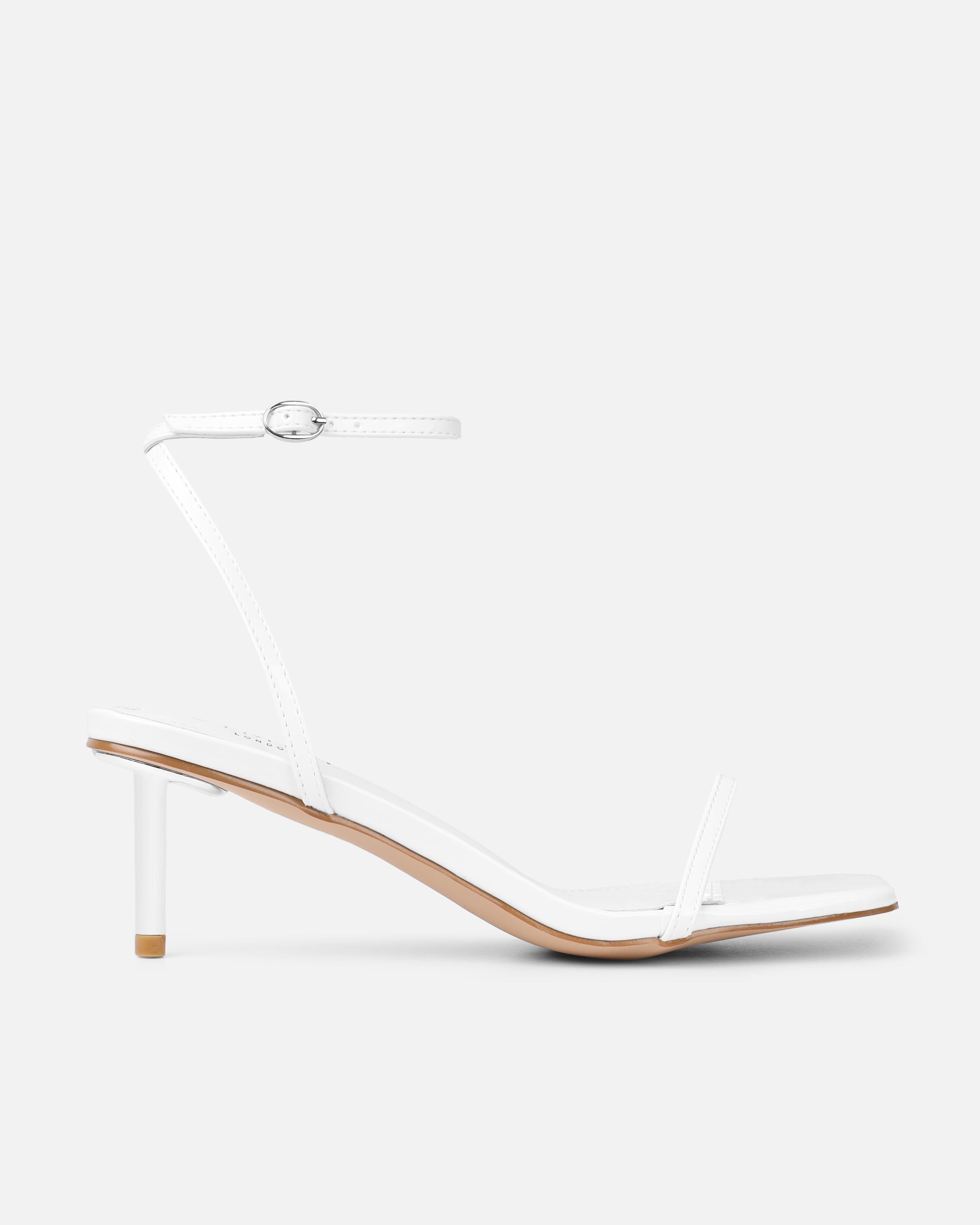 Devon White Patent Low Heeled Sandals | SIMMI London