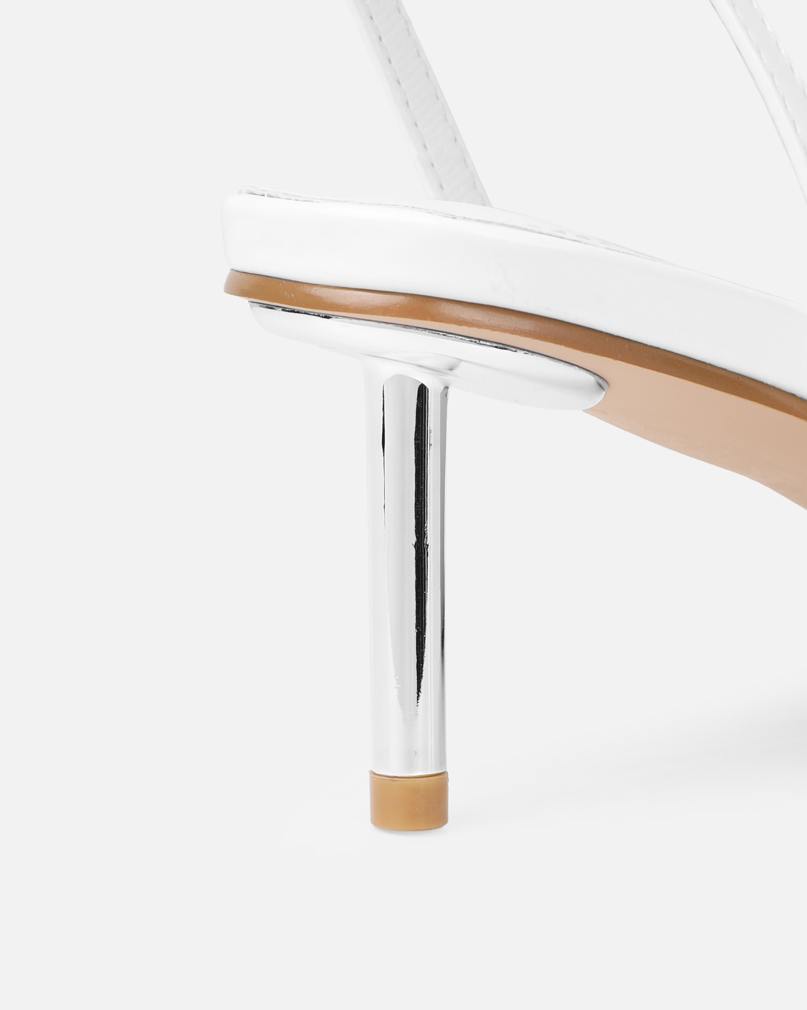 Devon White Patent Low Heeled Sandals | SIMMI London