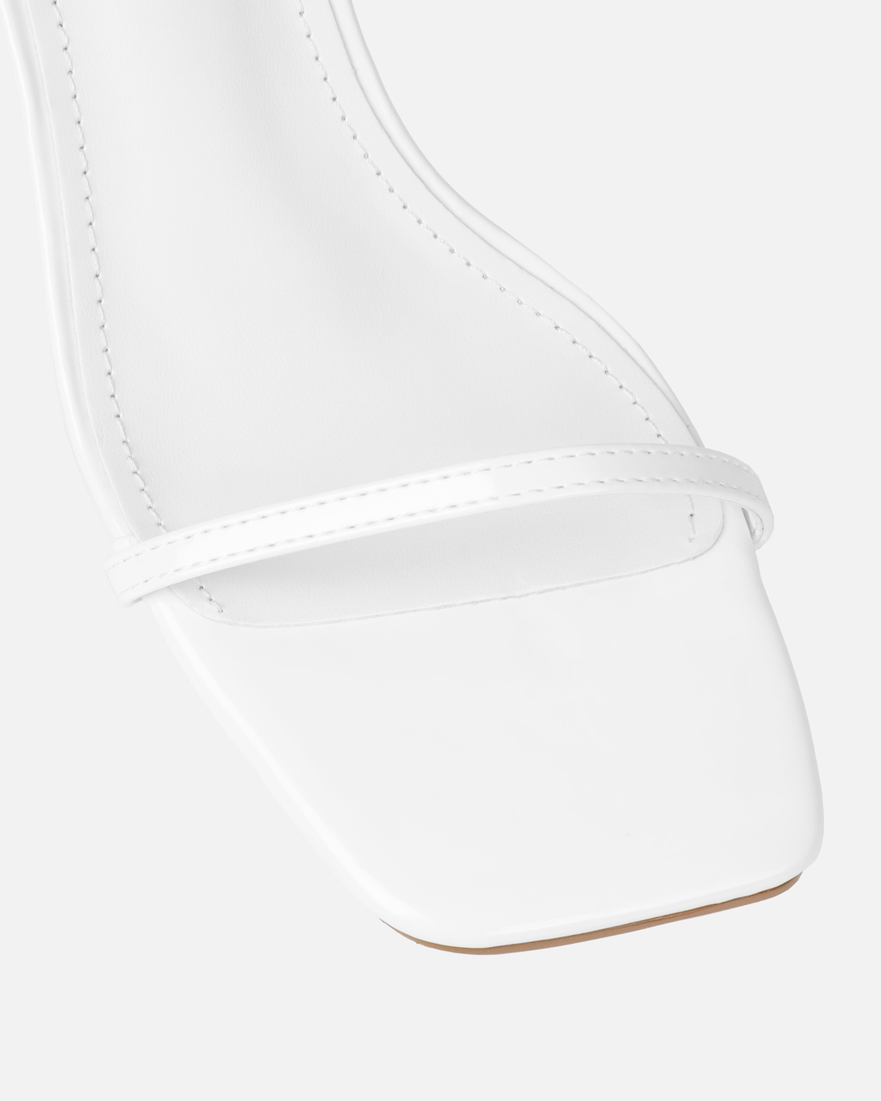 Devon White Patent Low Heeled Sandals | SIMMI London