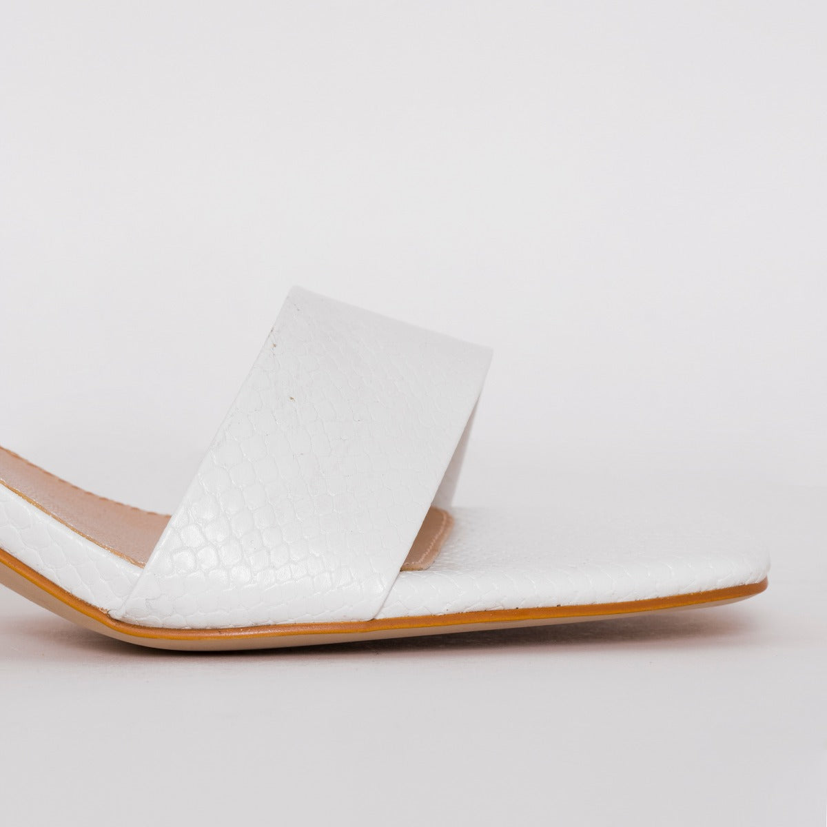 Ruhani Wide Fit White Snake Print Block Mid Heel Mules | SIMMI London