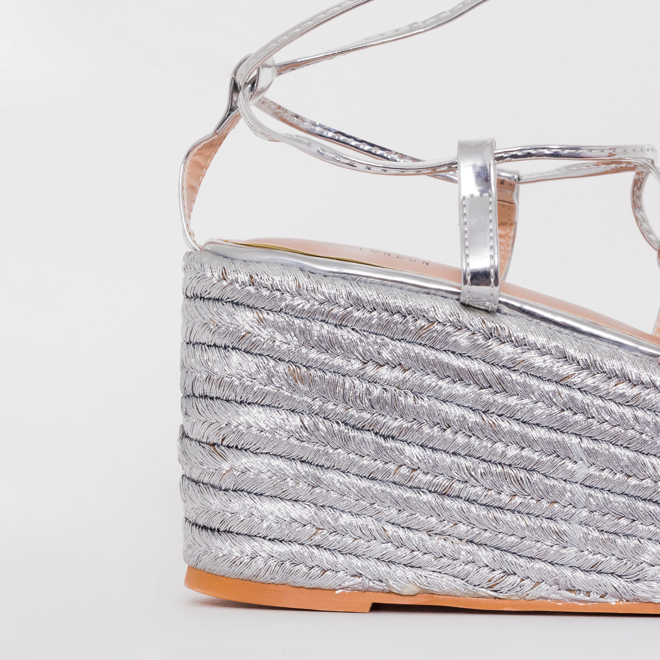 SIMMI SHOES / TERISA SILVER MIRROR ESPADRILLE FLATFORMS