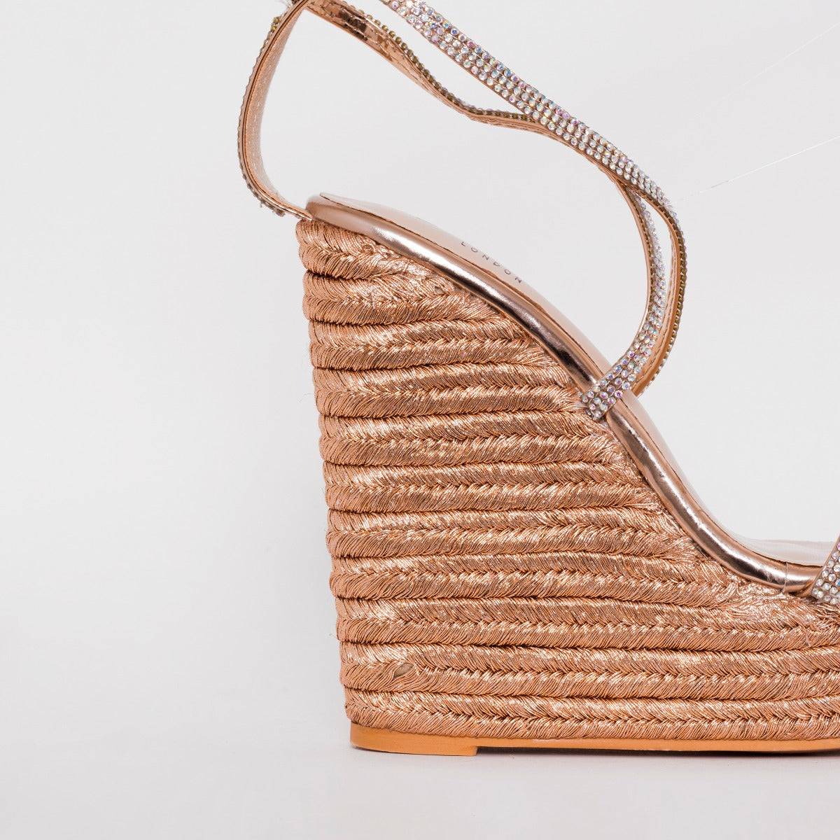 SIMMI SHOES / CIARA WIDE FIT ROSE GOLD ESPADRILLE WEDGES