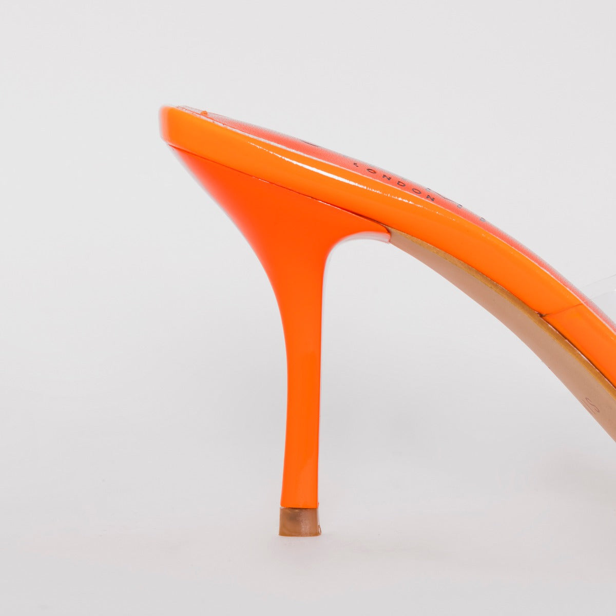 Elise Wide Fit Orange Clear Mid Heel Mules