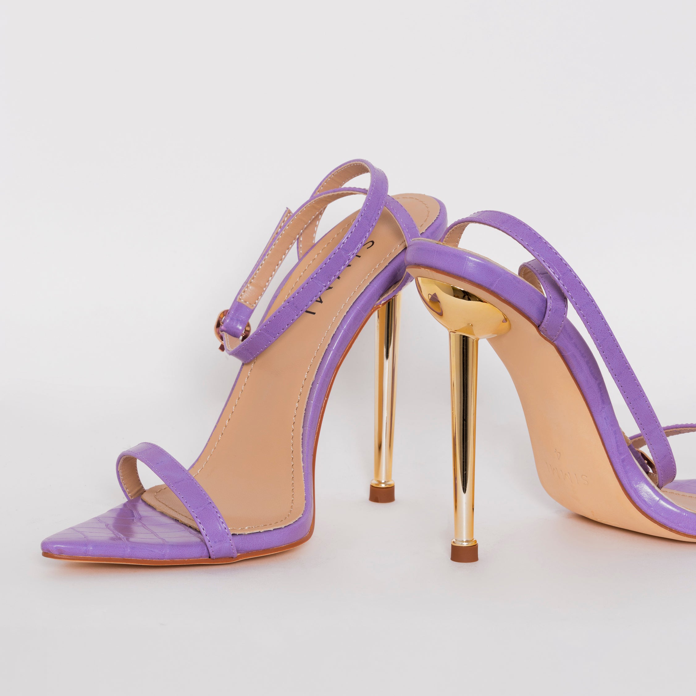SIMMI SHOES / FRAN PURPLE CROC PRINT STILETTO HEELS