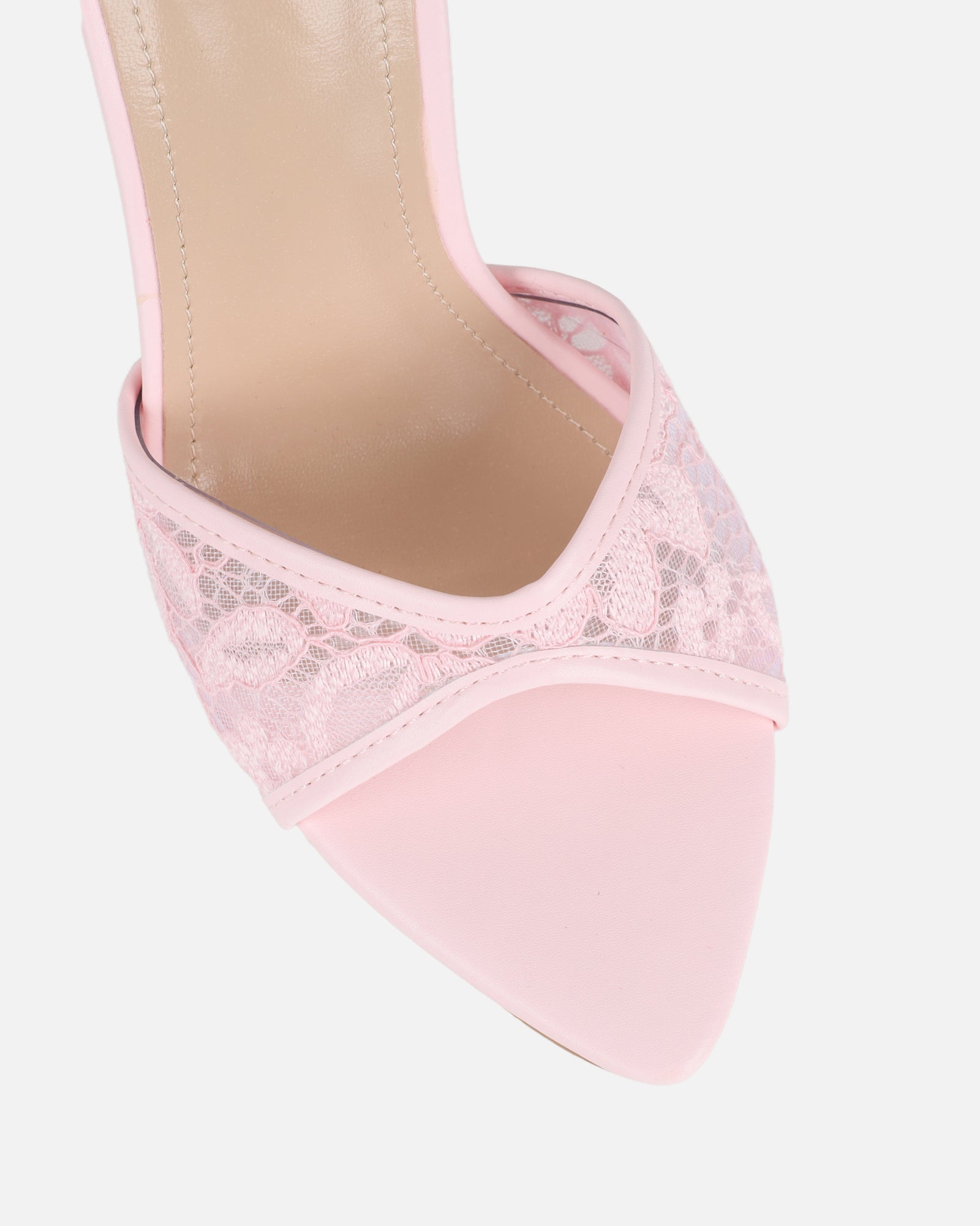 Eavie Pink Lace Heeled Sandals | SIMMI London