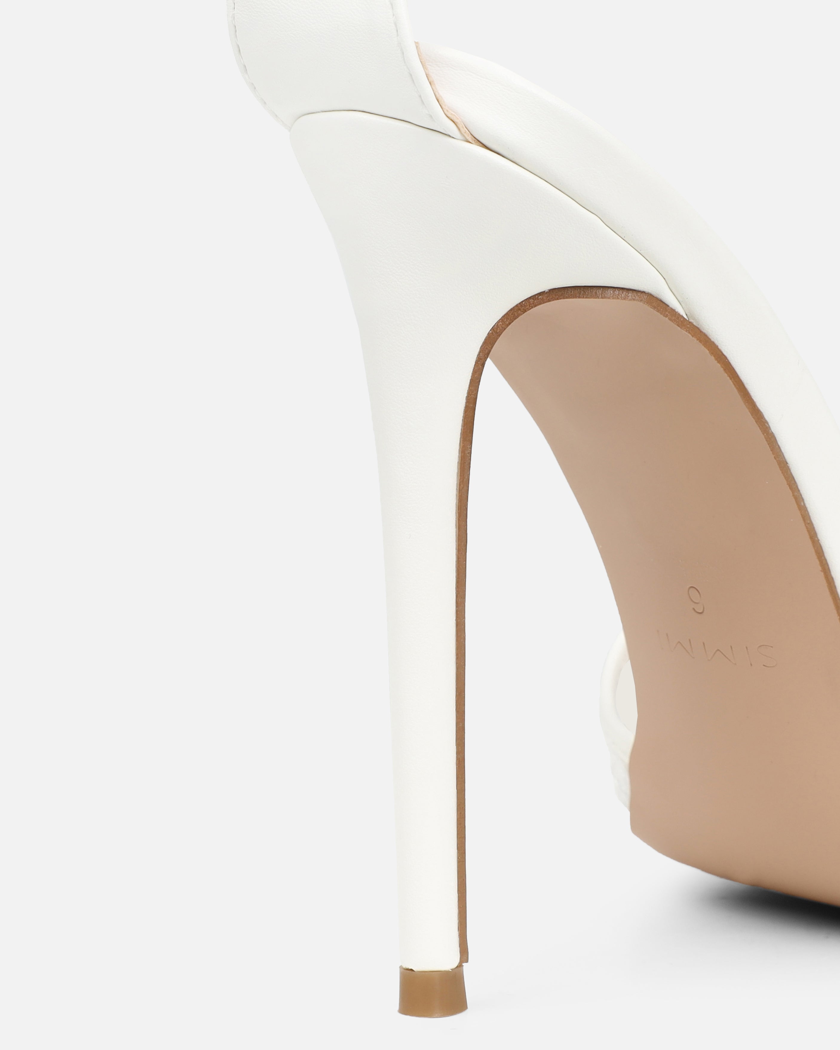 Eavie White Lace Heeled Sandals | SIMMI London