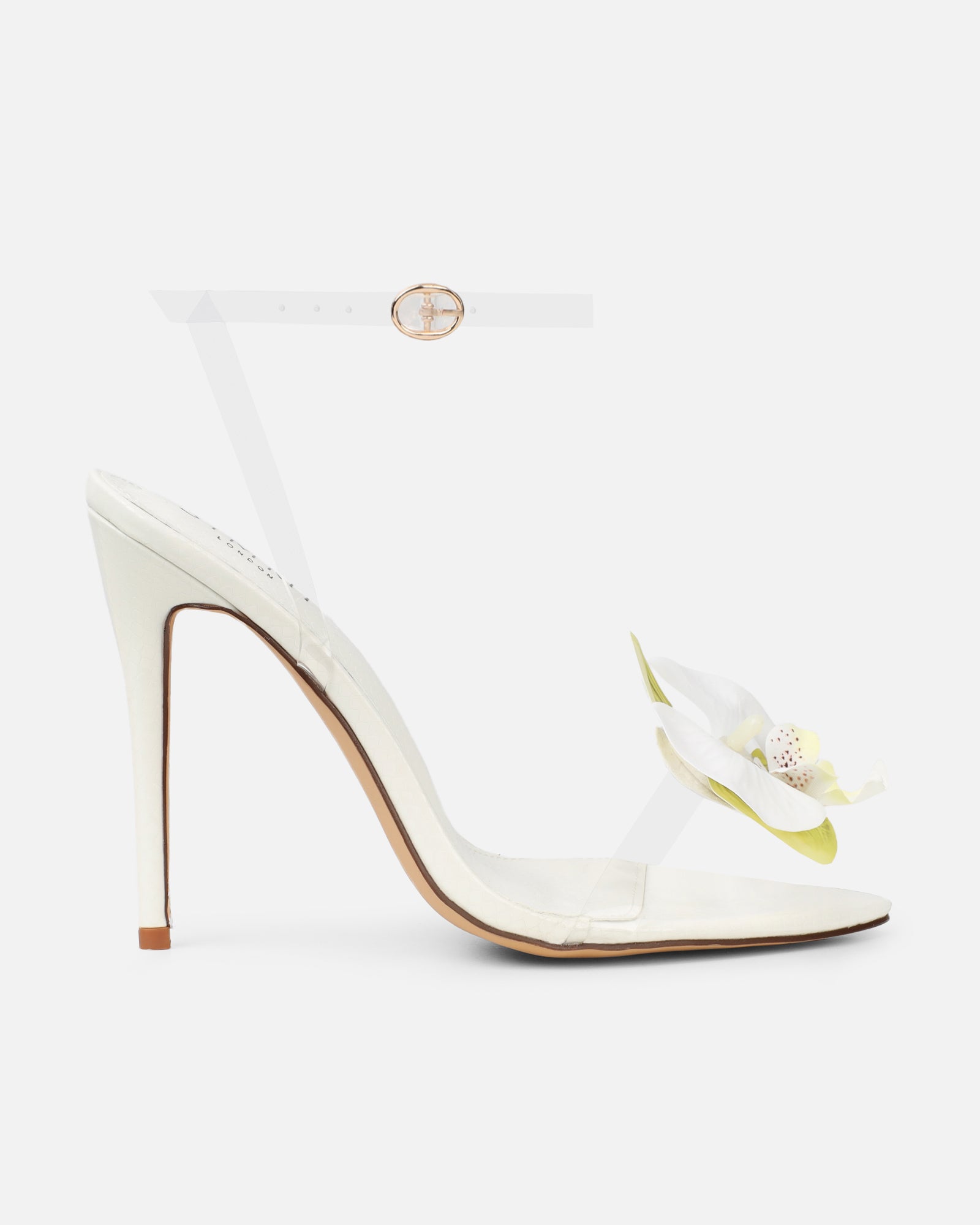 Erica White Snake Flower Embellished Heeled Sandals | SIMMI London