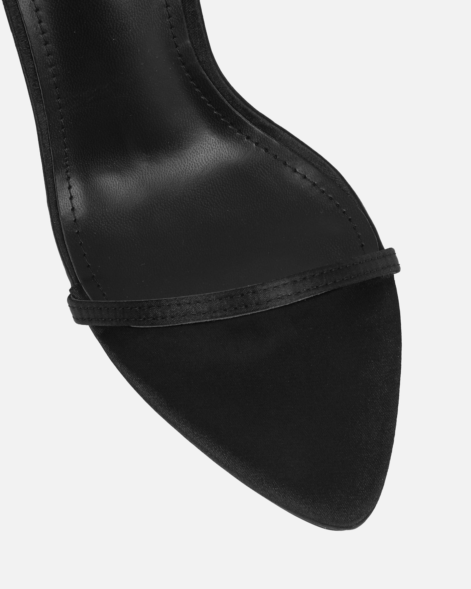 Abbah black satin diamante bow heeled sandals | SIMMI London