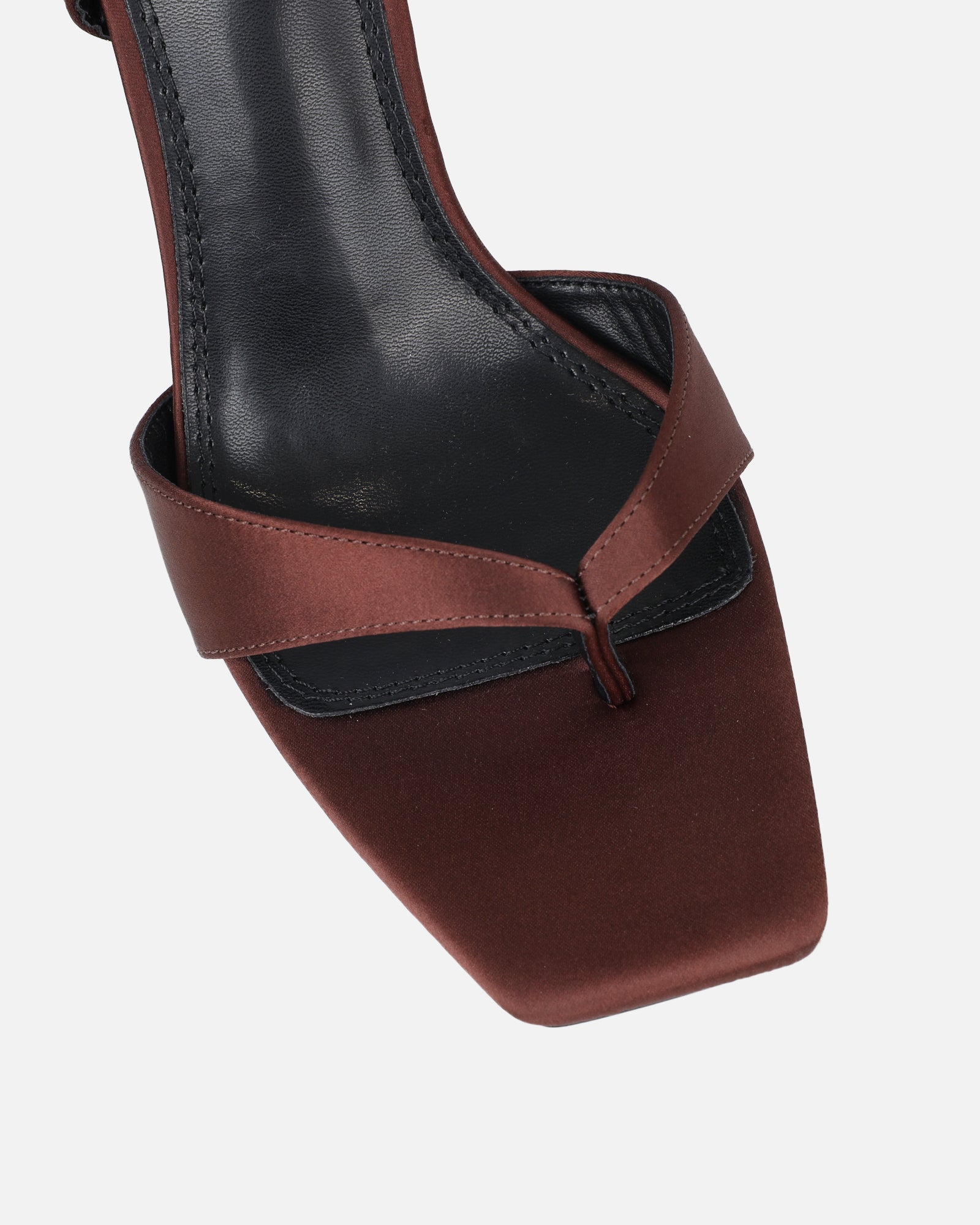 Ebba chocolate brown satin heeled sandals | SIMMI London
