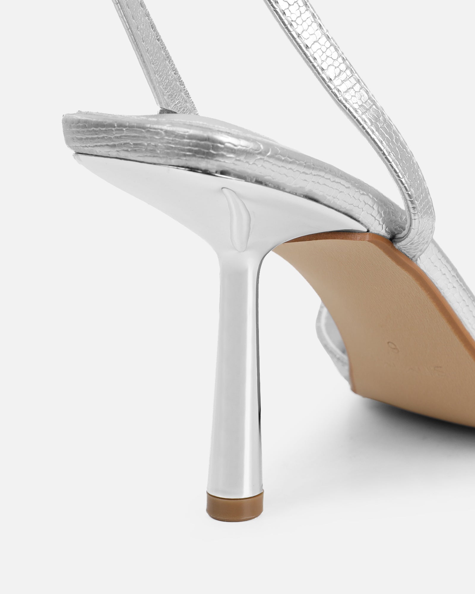 Ebba silver crackle heeled sandals | SIMMI London