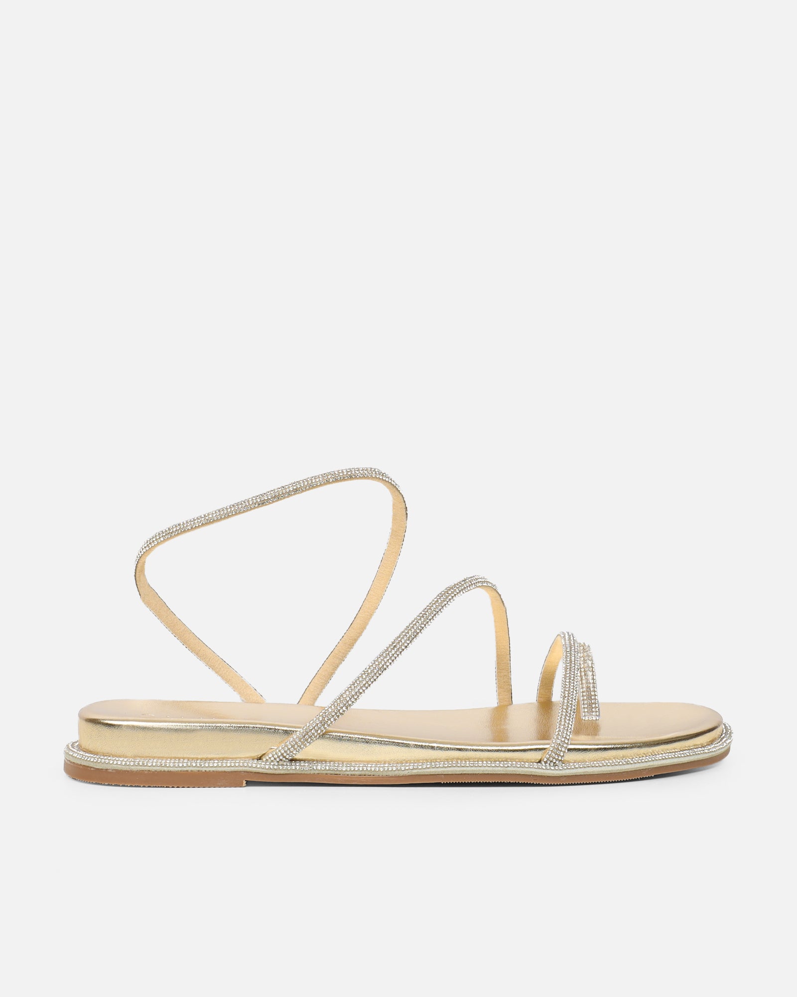 Ede Gold Metallic Diamante Toe Loop Sandals | SIMMI London
