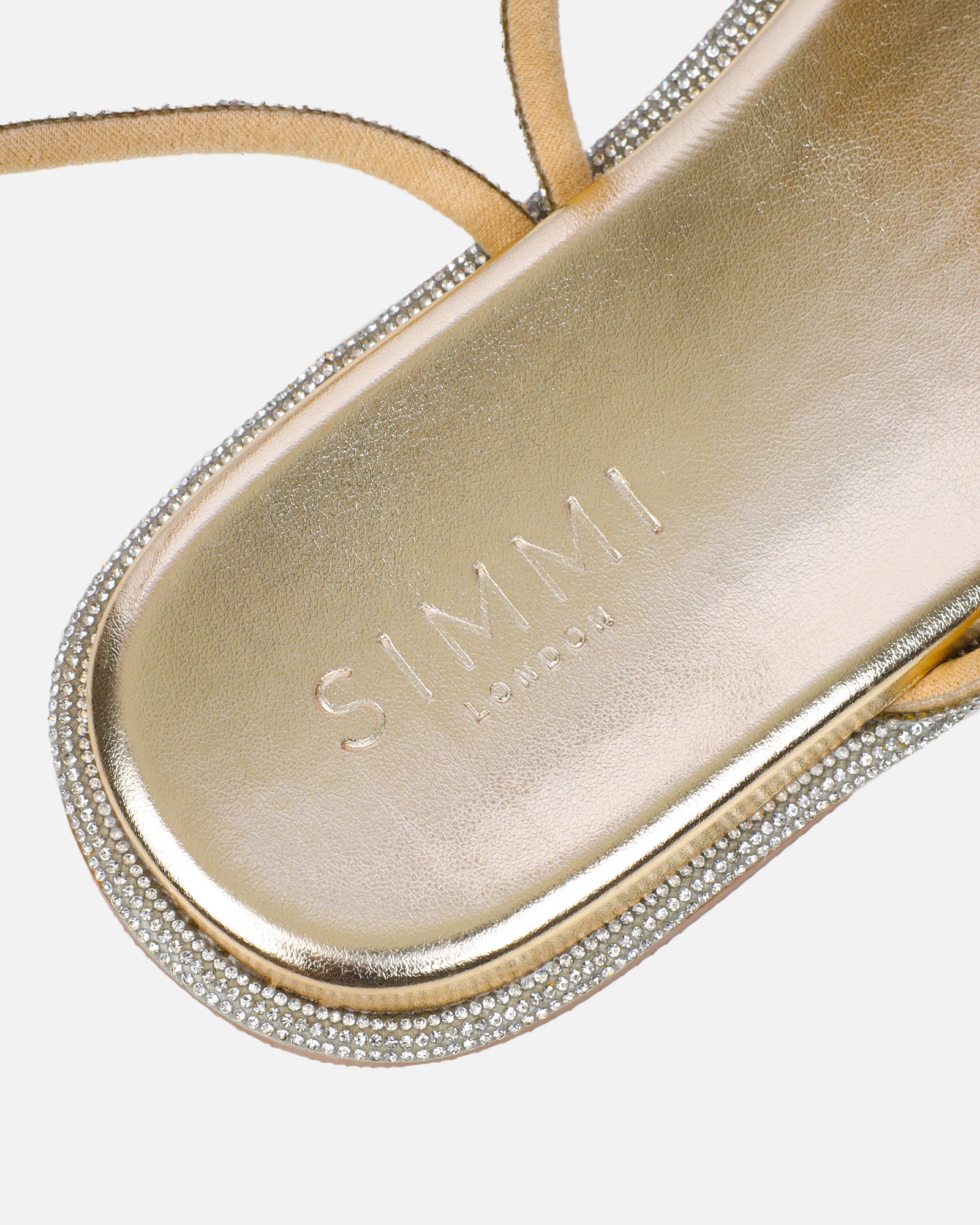 Ede Gold Metallic Diamante Toe Loop Sandals | SIMMI London