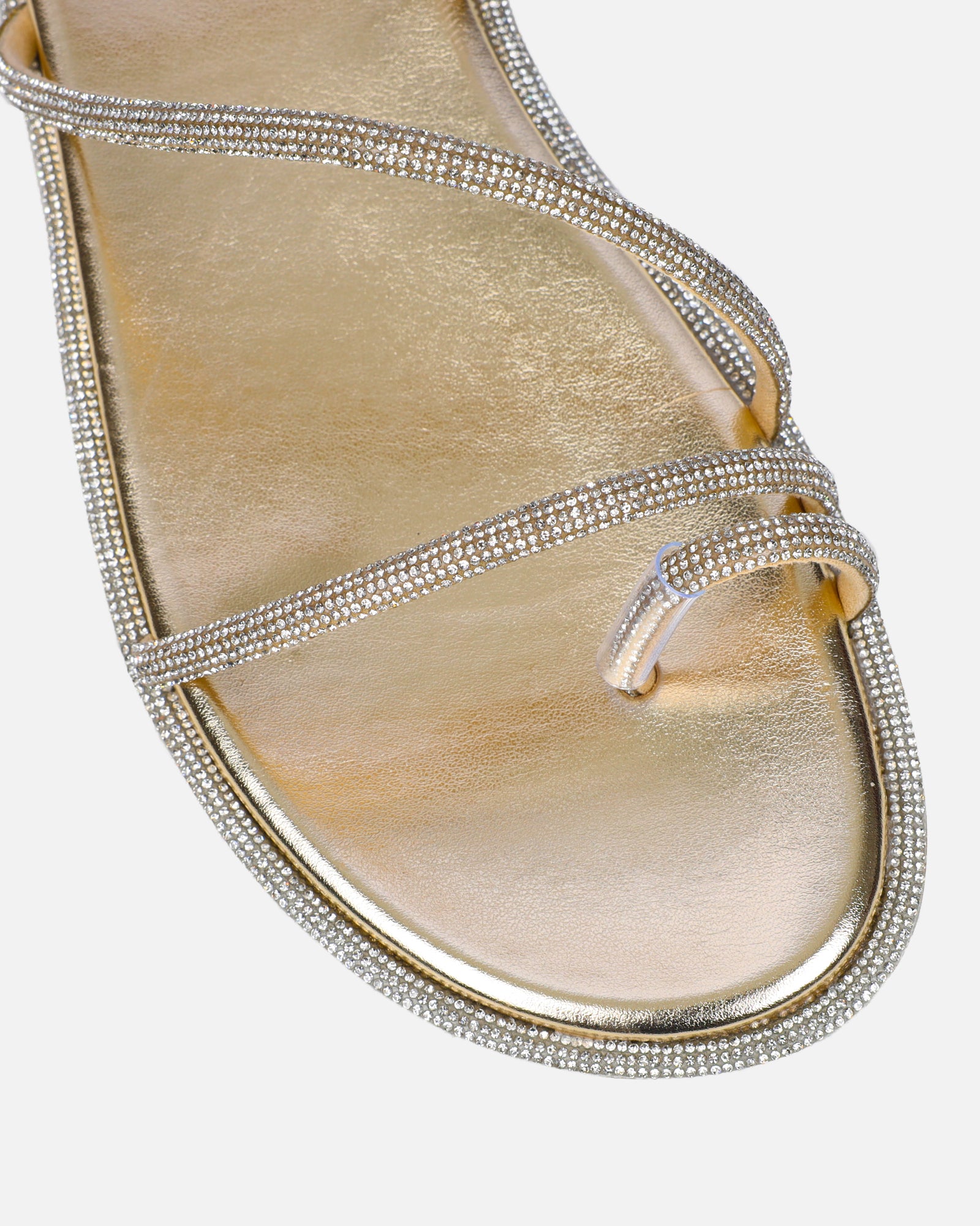 Ede Gold Metallic Diamante Toe Loop Sandals | SIMMI London