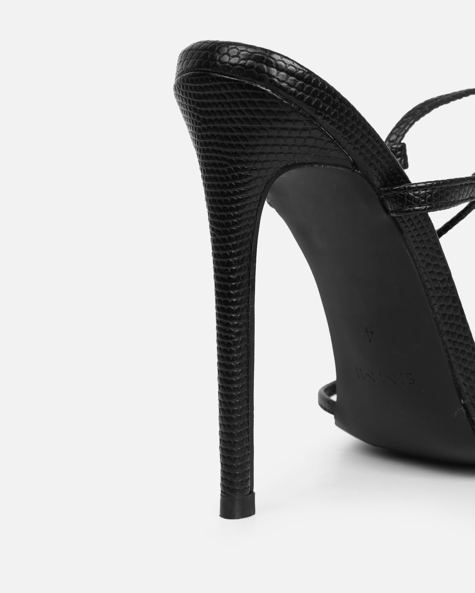 Elous Black Snake Gold Detail Heeled Sandals | SIMMI London